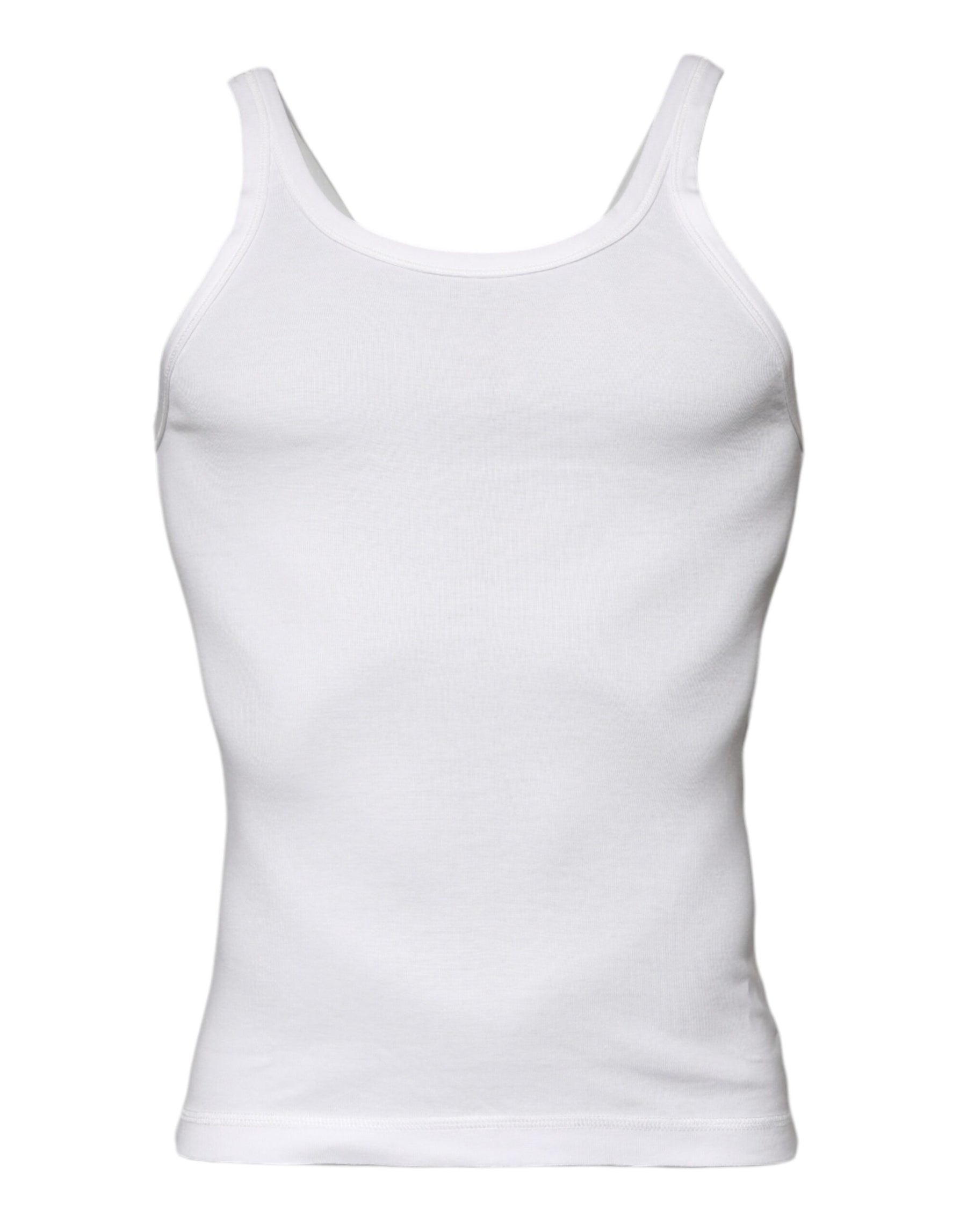 Dolce & Gabbana Ivory Cotton Sleeveless Round Neck Tank T-shirt | Regal Royce