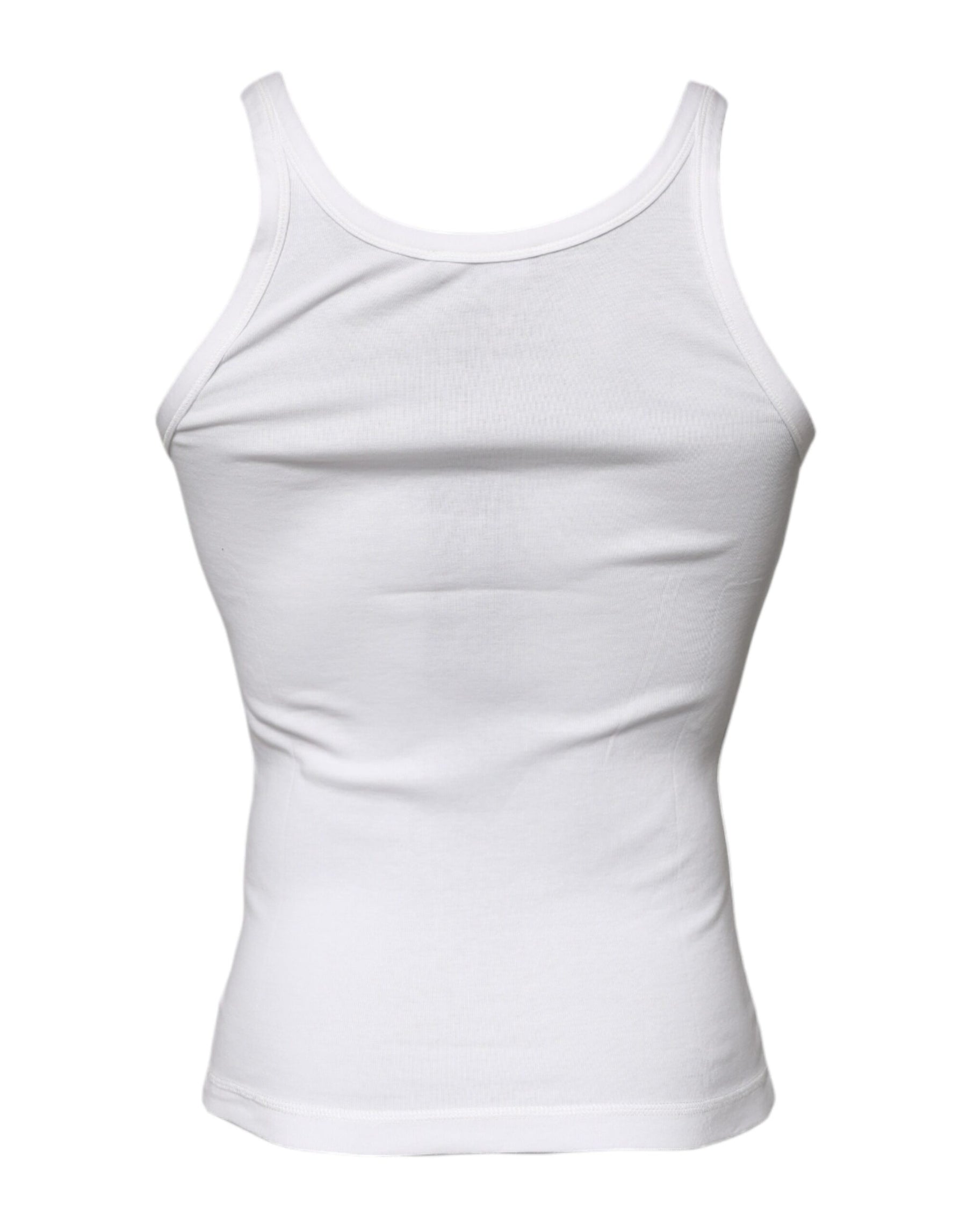 Dolce & Gabbana Ivory Cotton Sleeveless Round Neck Tank T-shirt | Regal Royce