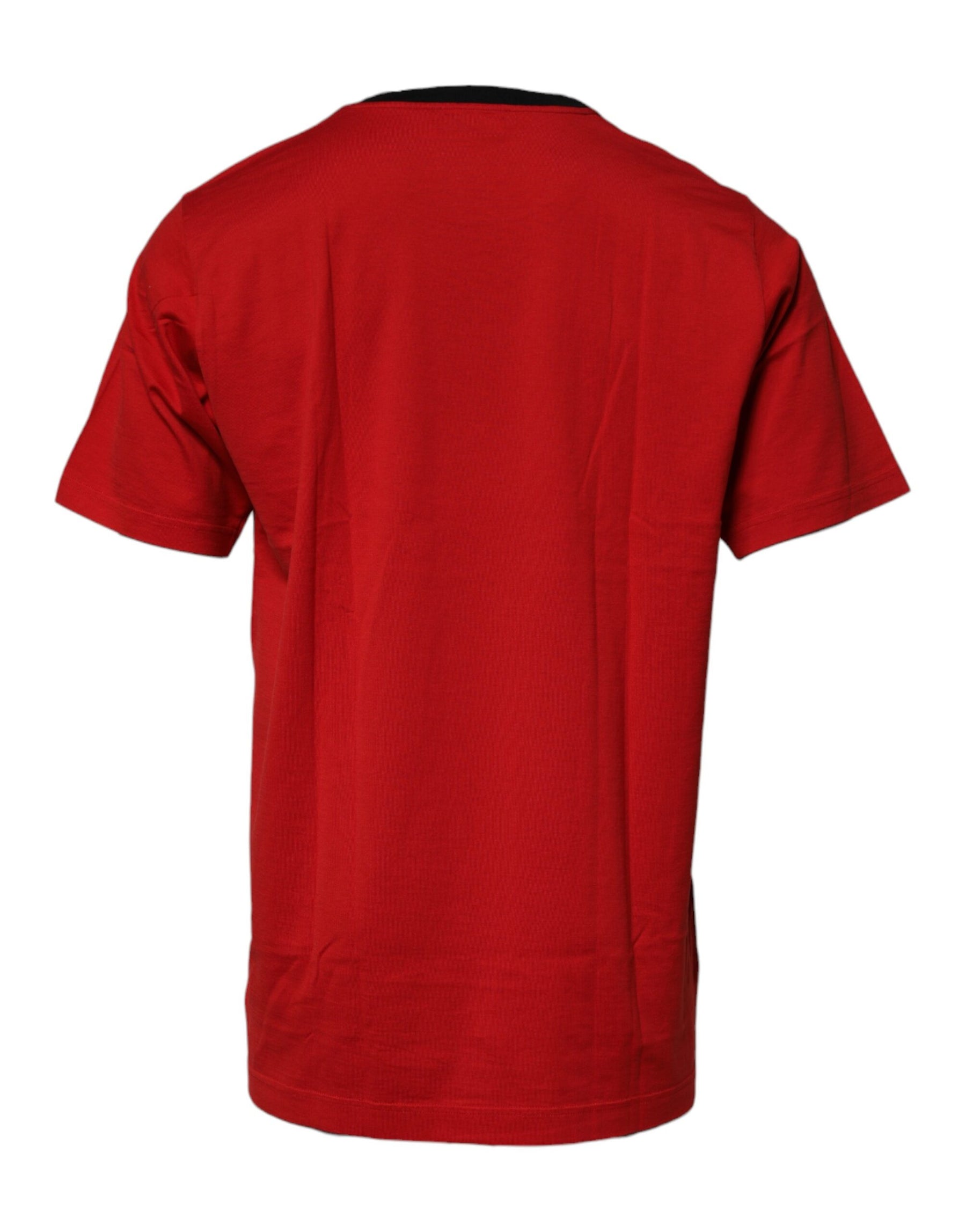 Dolce & Gabbana Red Logo Crown Cotton Crew Neck T-shirt | Regal Royce