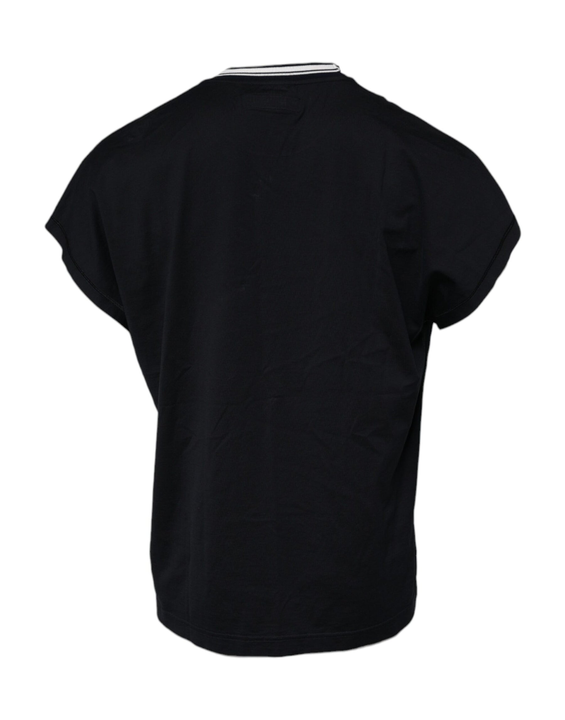 Dolce & Gabbana Dark Blue Logo Crown Cotton Crew Neck T-shirt | Regal Royce