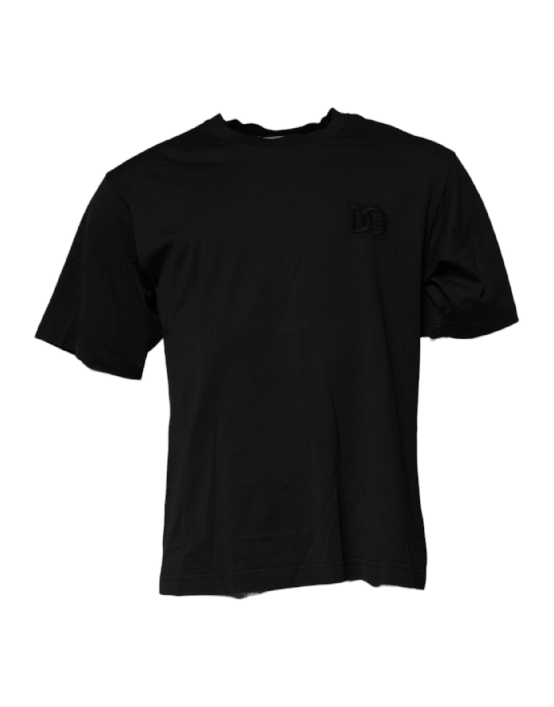 Dolce & Gabbana Black DG Logo Cotton Crew Neck T-shirt | Regal Royce