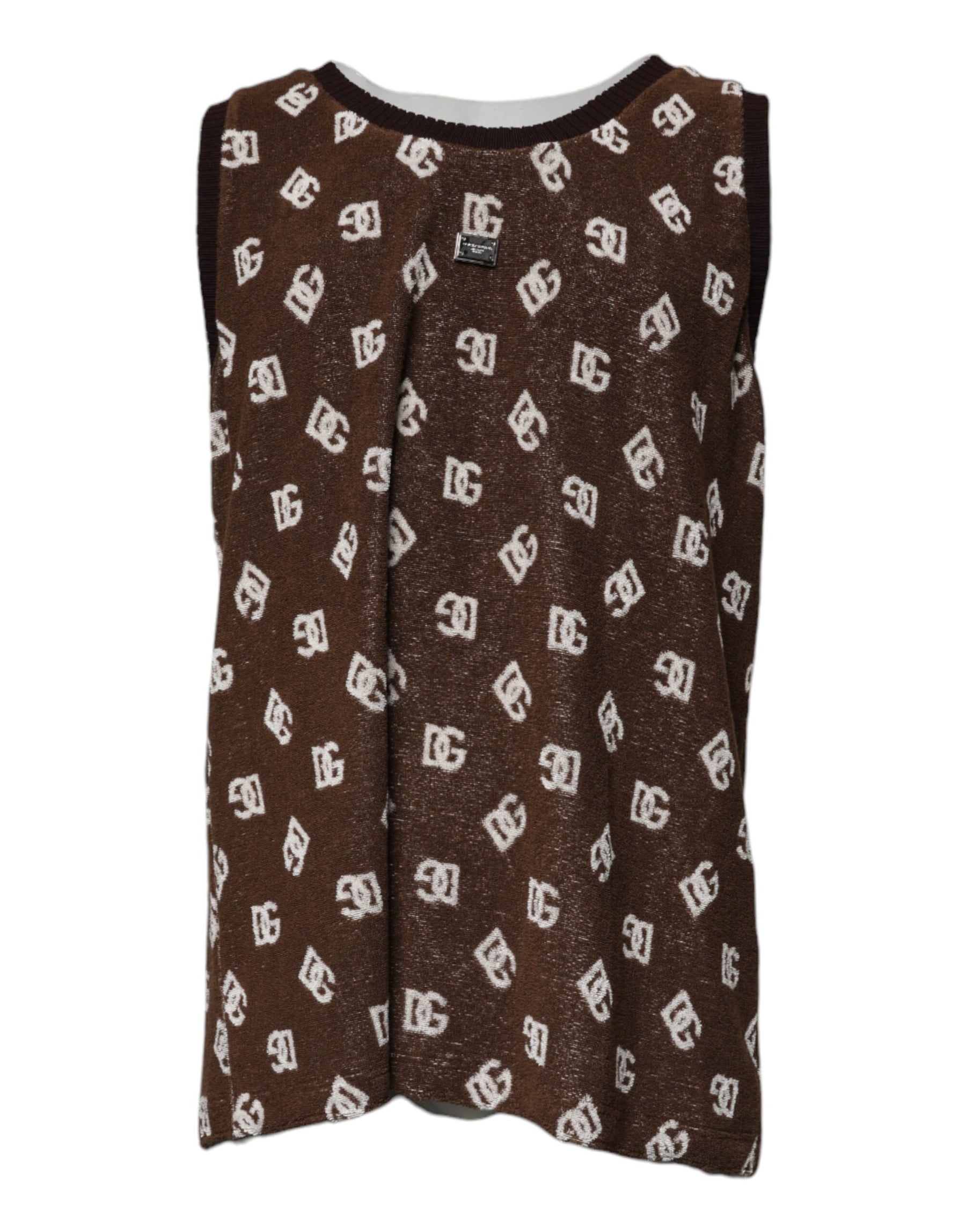 Dolce & Gabbana Brown Logo Monogram Cotton Crew Neck T-shirt | Regal Royce