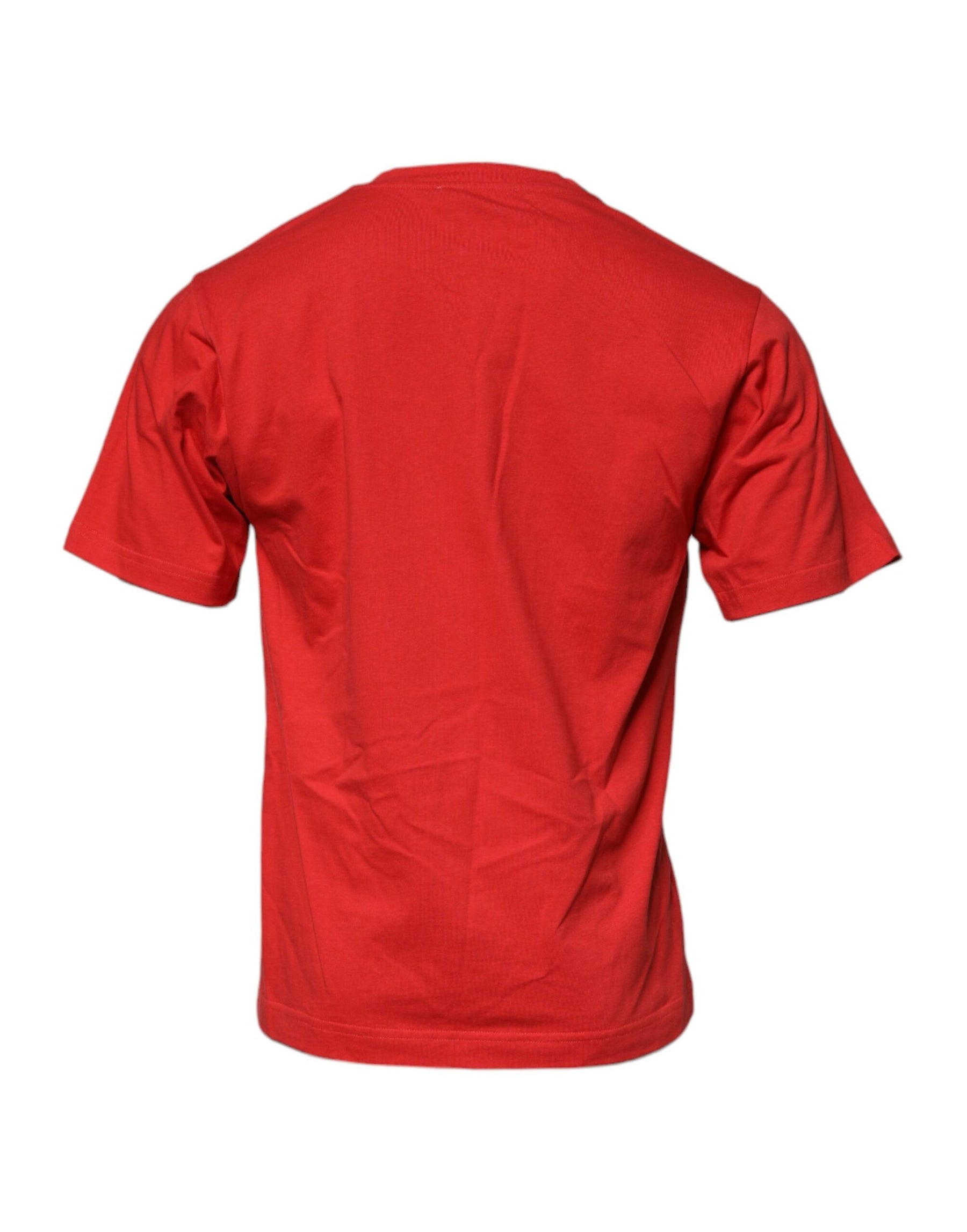 Dolce & Gabbana Red DG Logo Patch Cotton Crew Neck T-shirt | Regal Royce