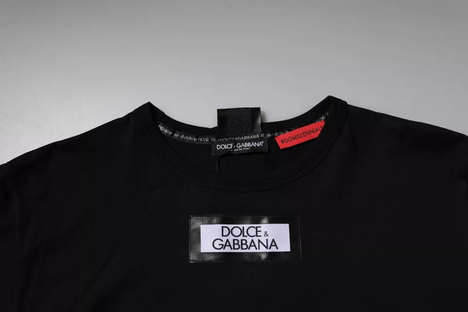 Dolce & Gabbana Black #DGMILLENNIALS Cotton Crew Neck T-shirt | Regal Royce