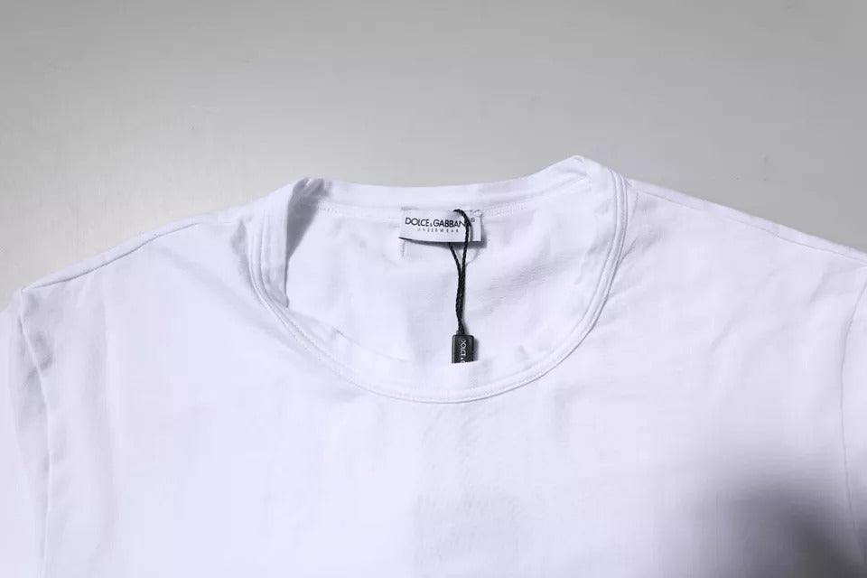 Dolce & Gabbana White Cotton Stretch Crewneck Underwear T-shirt | Regal Royce