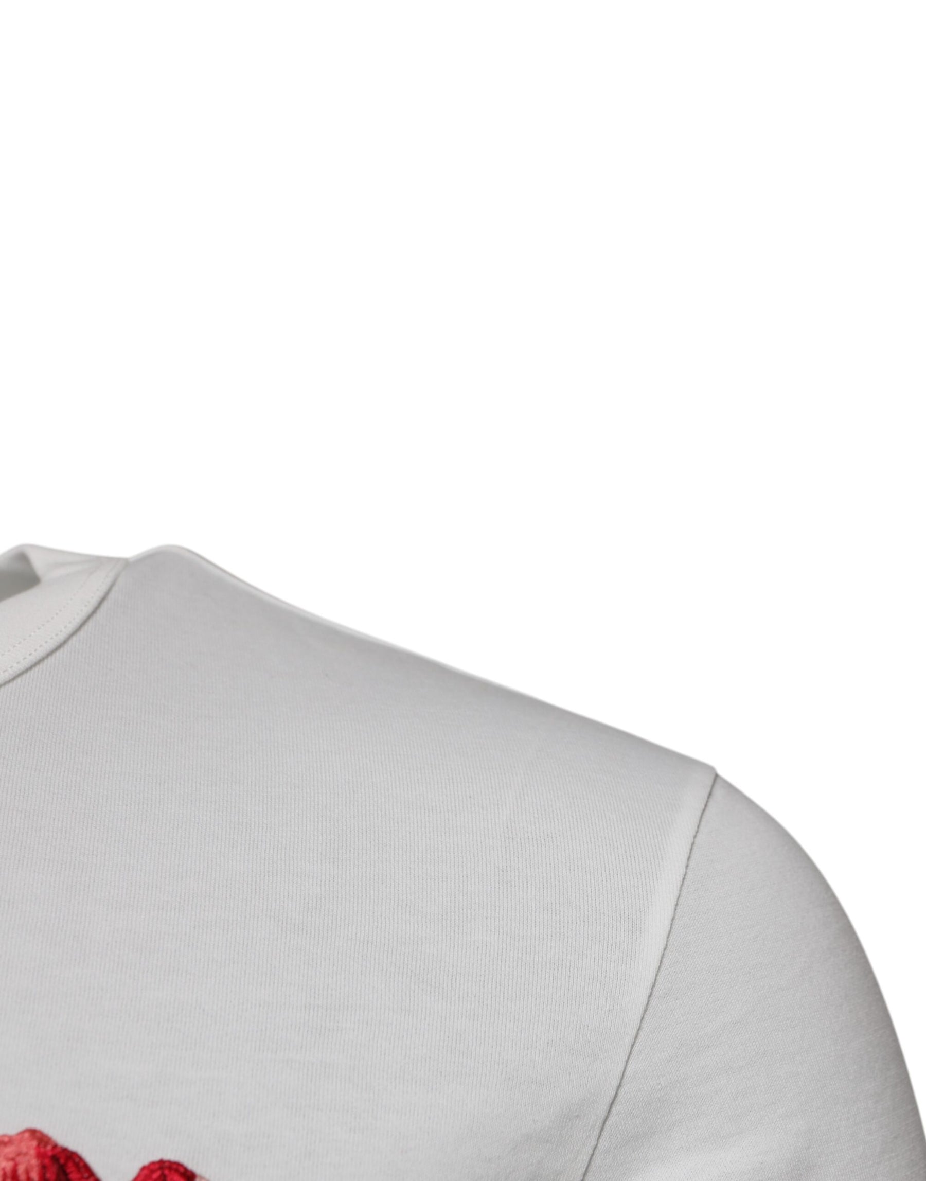 Dolce & Gabbana White Cotton Logo Floral Crew Neck T-shirt | Regal Royce
