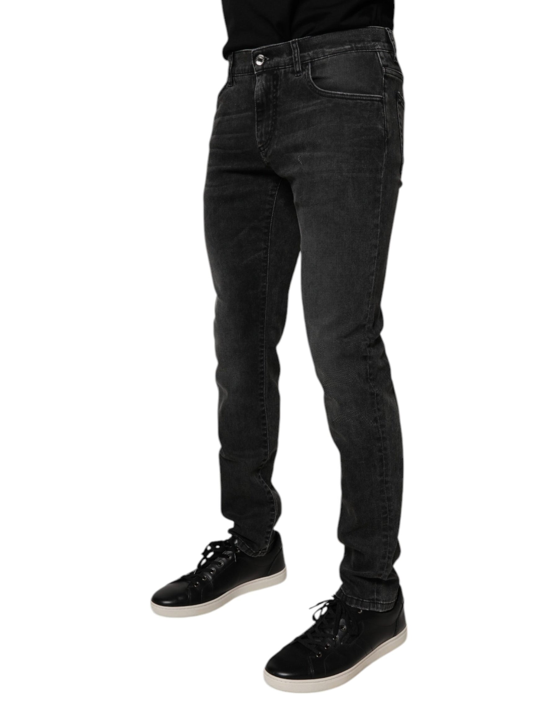 Dolce & Gabbana Black Cotton Stretch Skinny Men Denim Jeans | Regal Royce