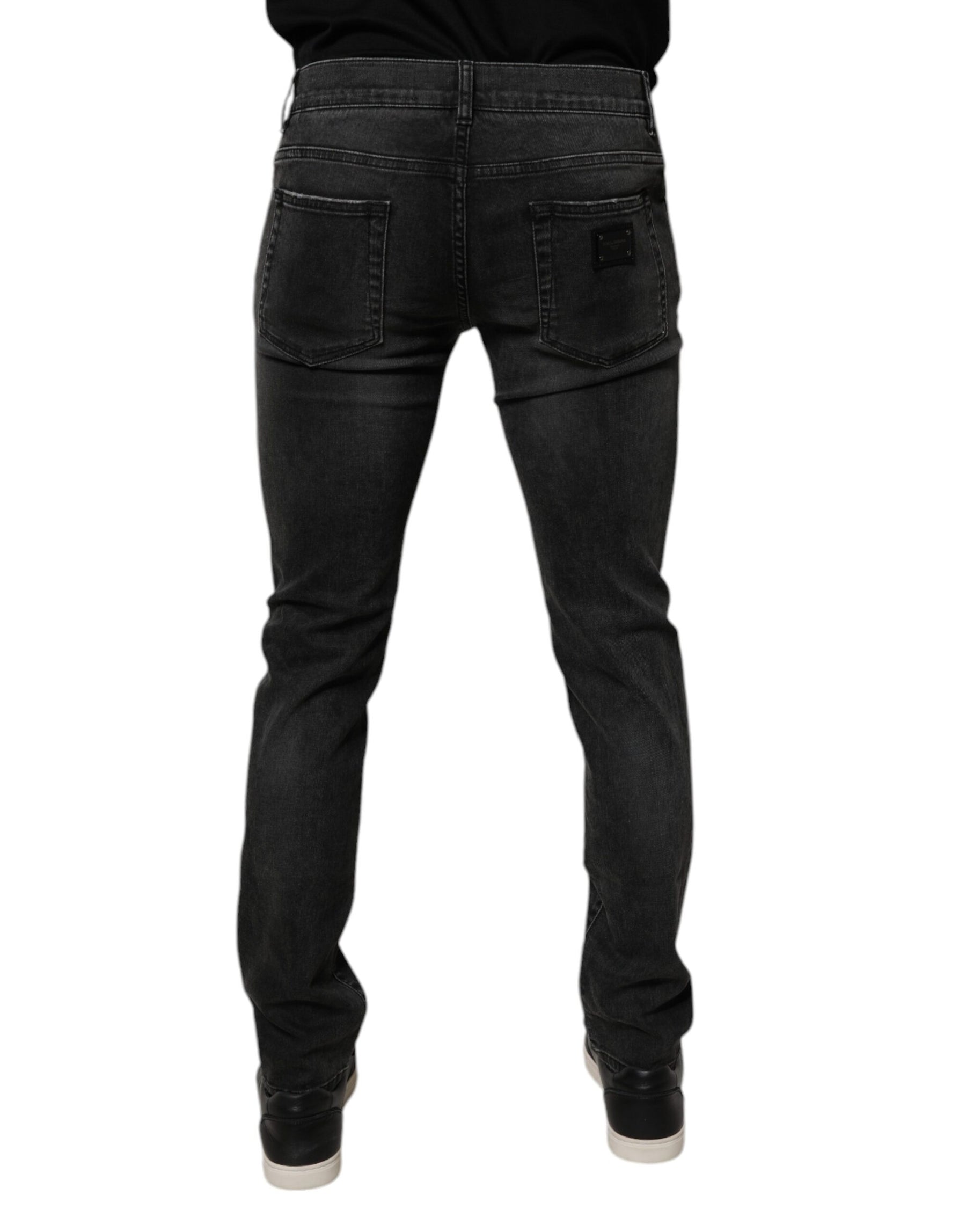 Dolce & Gabbana Black Cotton Stretch Skinny Men Denim Jeans | Regal Royce