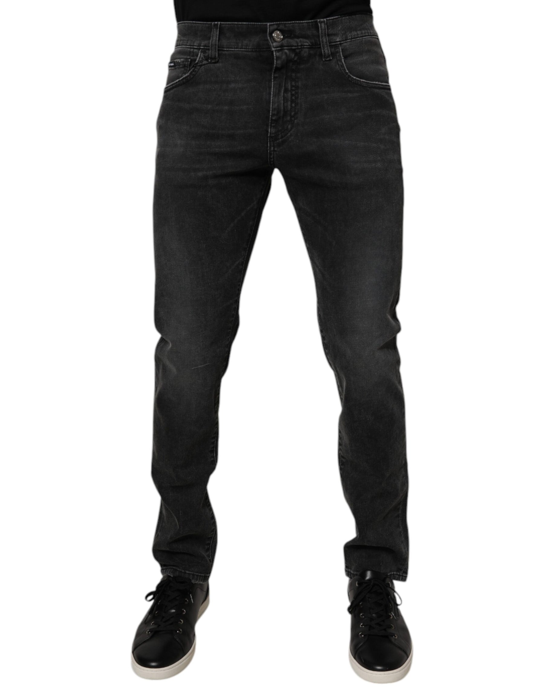 Dolce & Gabbana Black Cotton Stretch Skinny Men Denim Jeans | Regal Royce