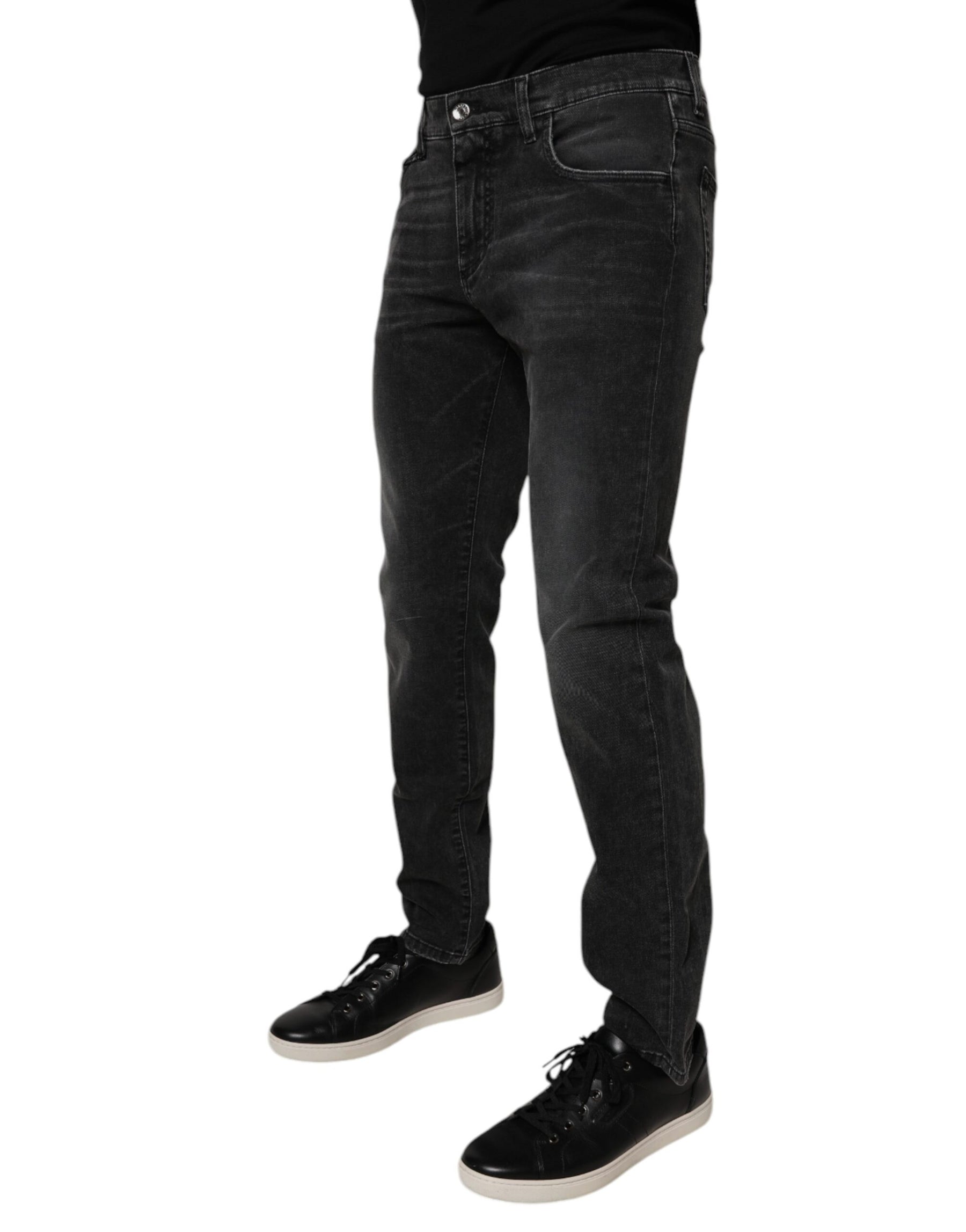 Dolce & Gabbana Black Cotton Stretch Skinny Men Denim Jeans | Regal Royce