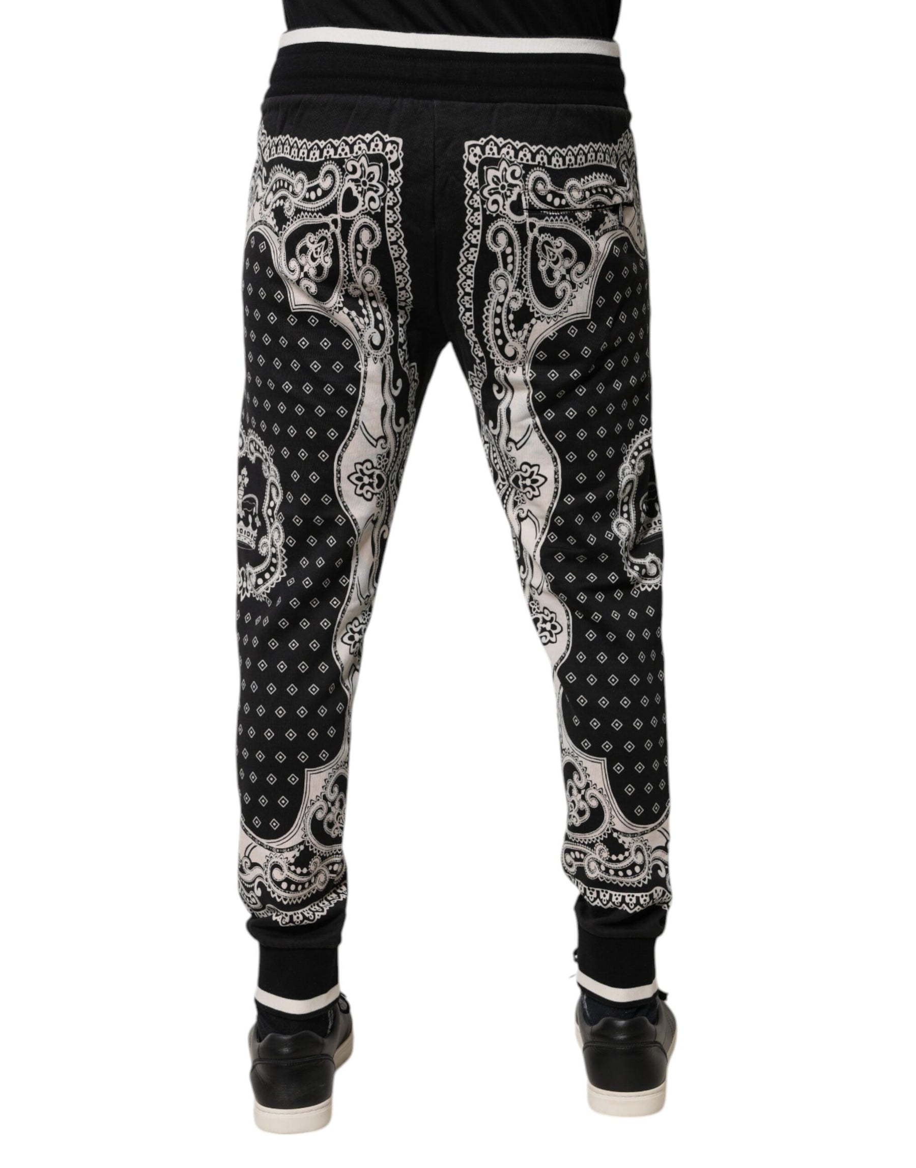 Dolce & Gabbana Black Bandana Cotton Jogger Pants | Regal Royce