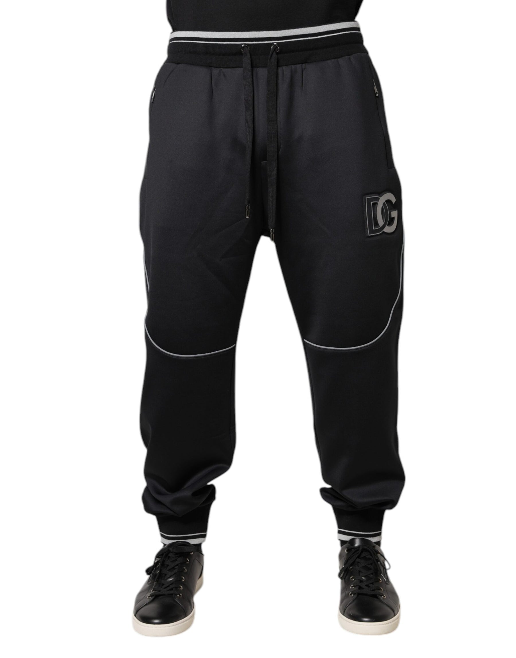 Dolce & Gabbana Black Polyester Logo Jogger Pants | Regal Royce