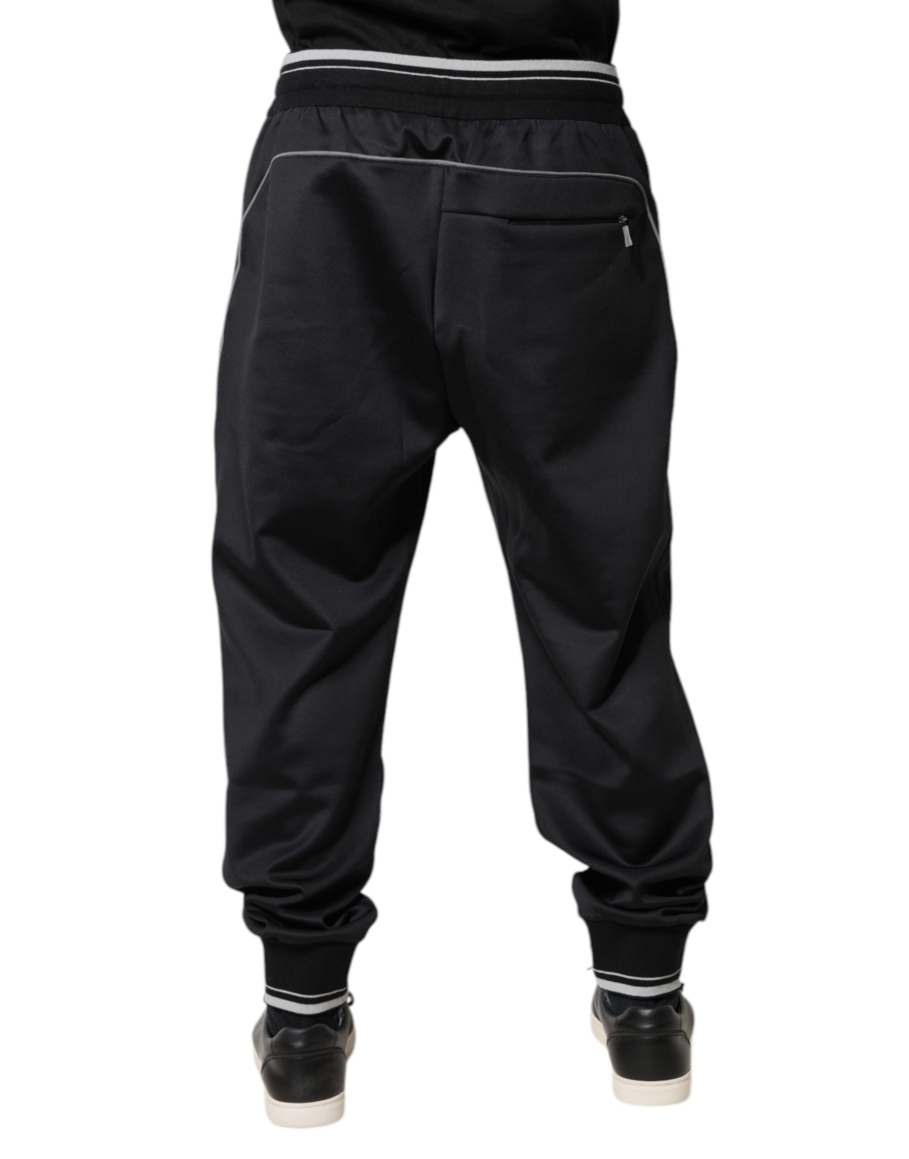 Dolce & Gabbana Black Polyester Logo Jogger Pants | Regal Royce