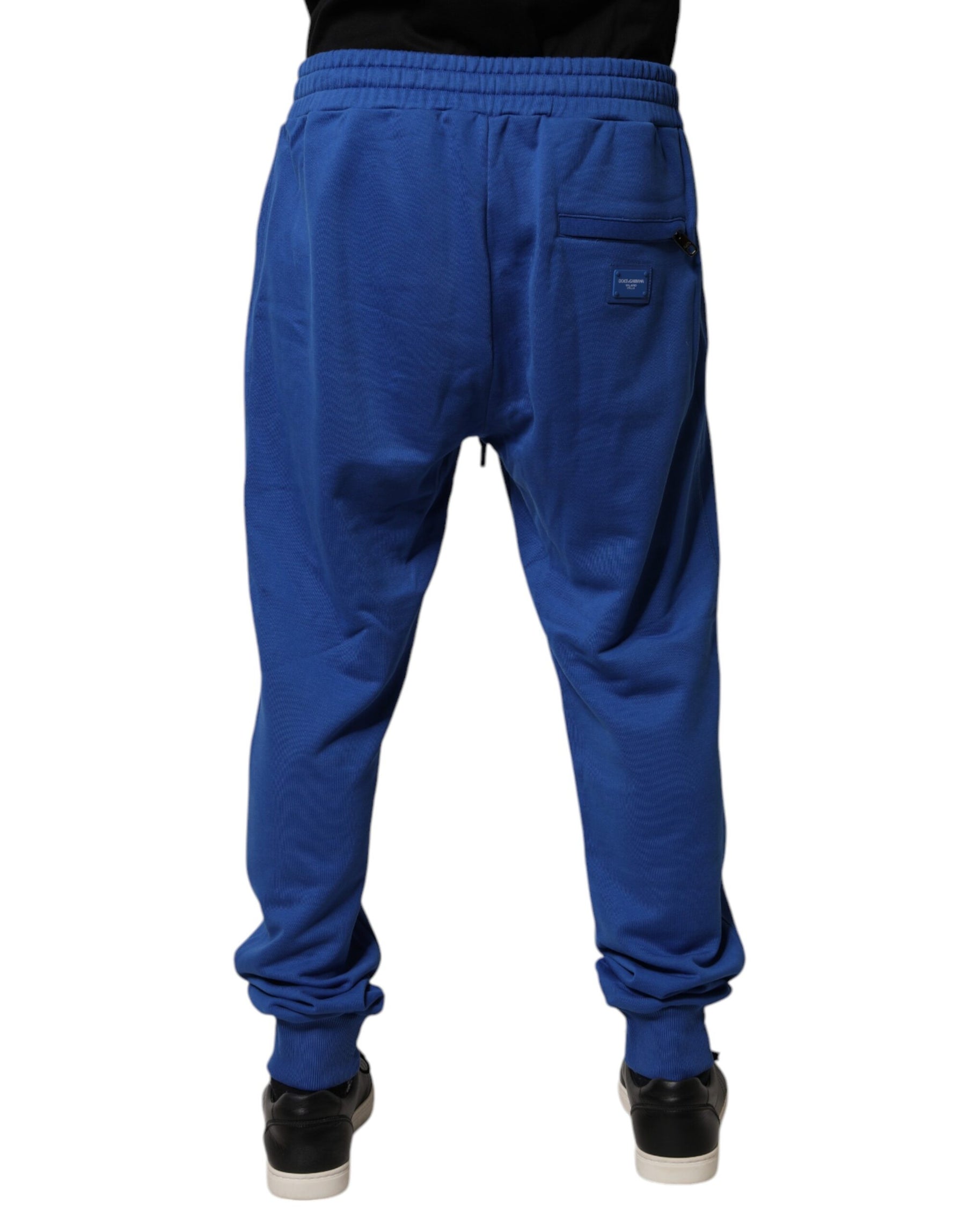 Dolce & Gabbana Blue Cotton Jogger Mid Waist Pants | Regal Royce