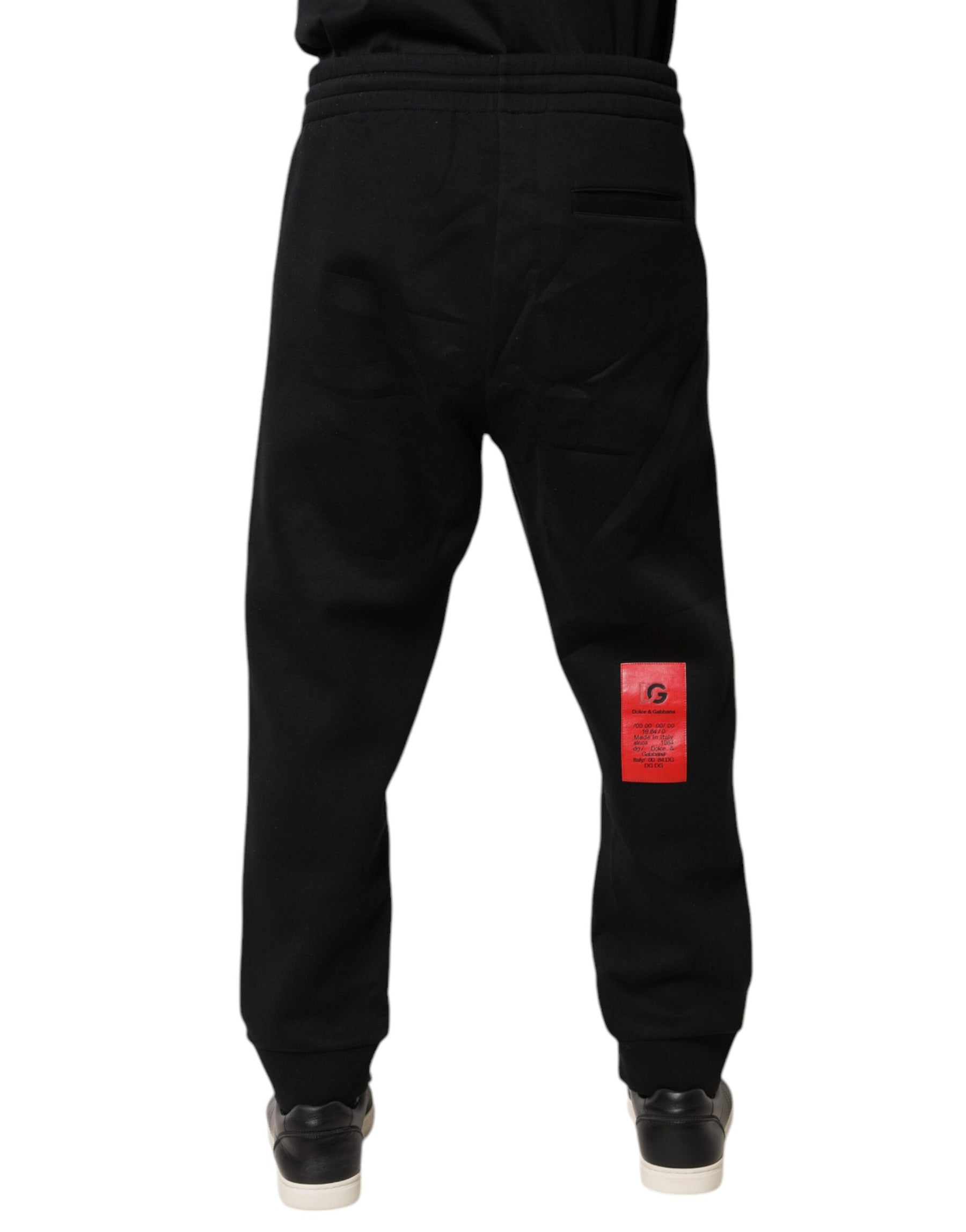 Dolce & Gabbana Black Logo Patch CottonJogger Sweatpants Pants | Regal Royce