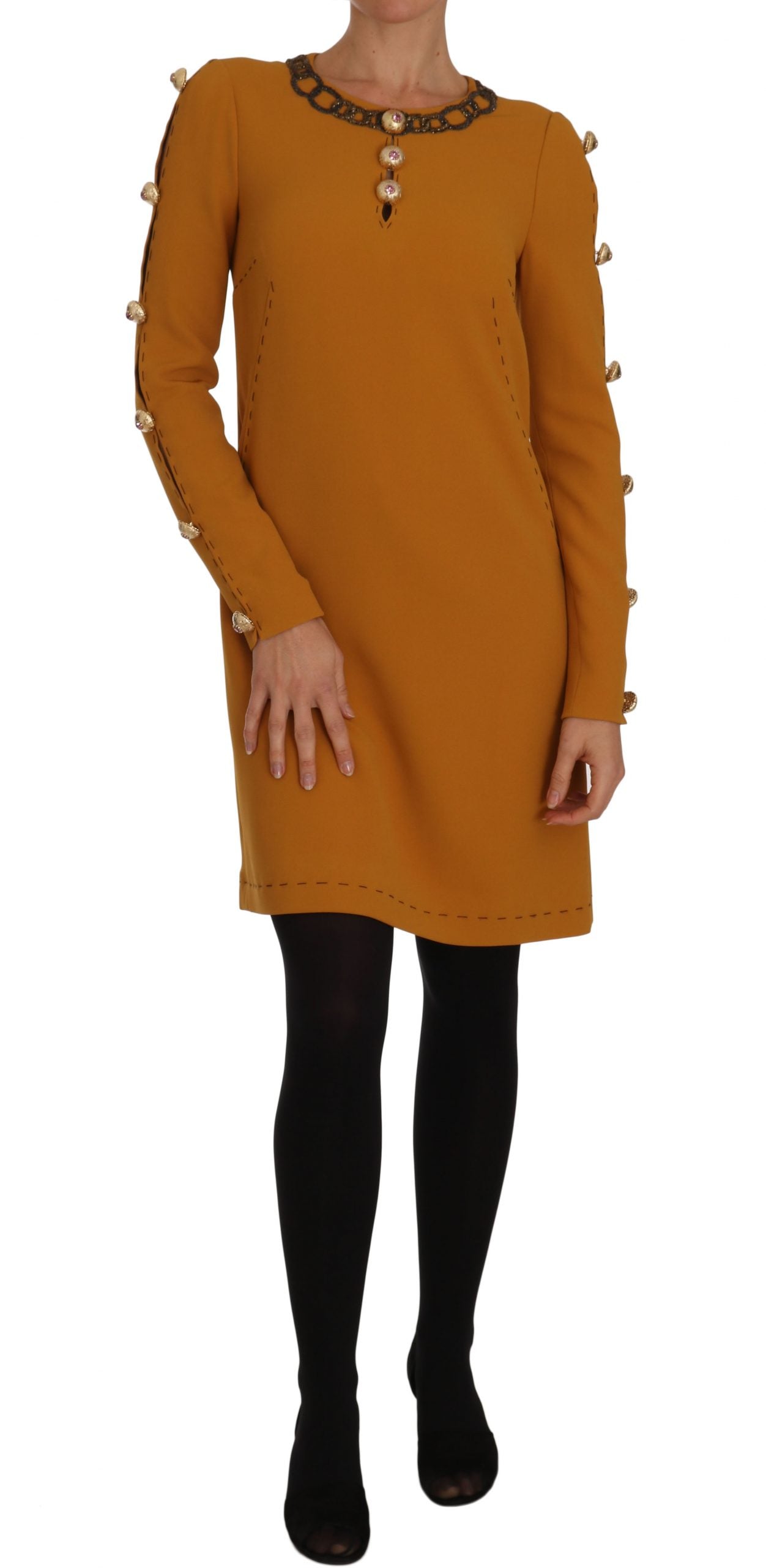 Dolce & Gabbana Brown Mini  Crystal Embellished Dress | Regal Royce