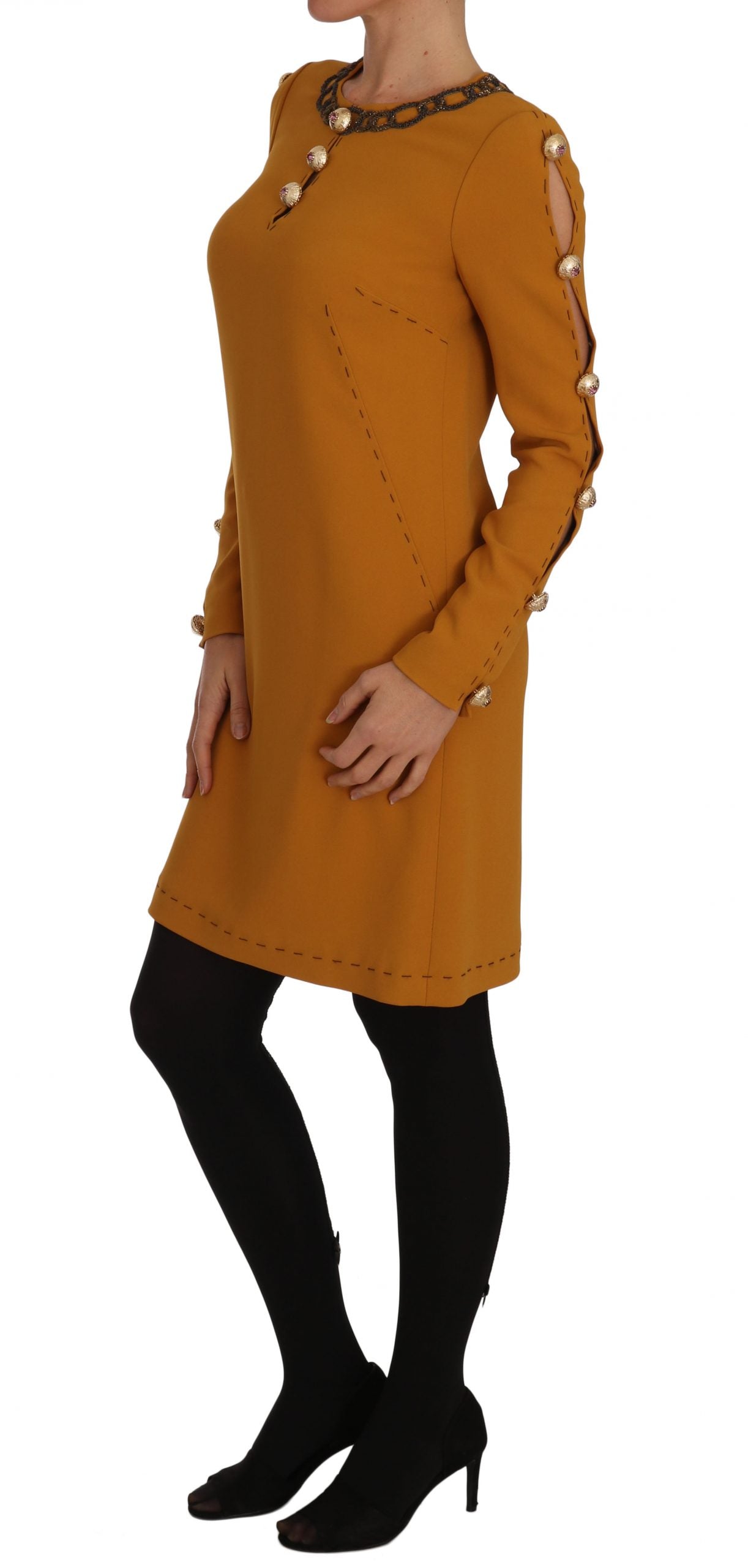 Dolce & Gabbana Brown Mini  Crystal Embellished Dress | Regal Royce