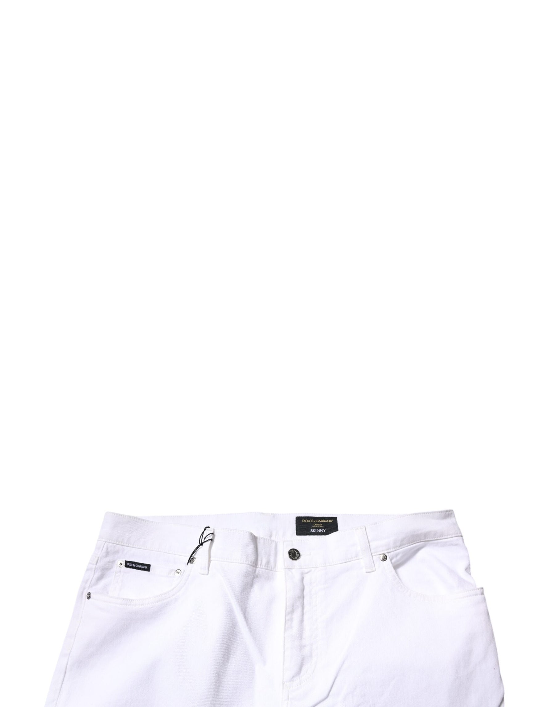 Dolce & Gabbana White Cotton Stretch Skinny Men Denim Jeans | Regal Royce