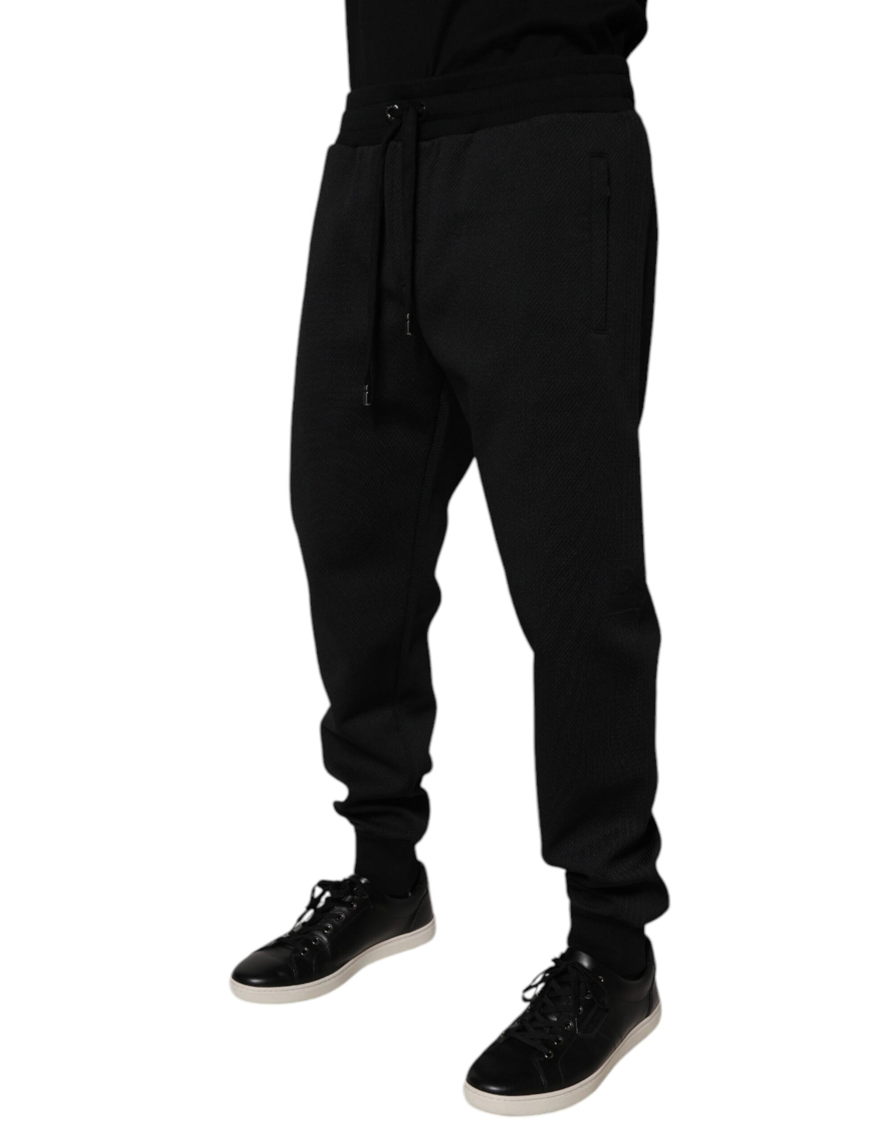 Dolce & Gabbana Black Polyester Men Jogger Sweatpants Pants | Regal Royce