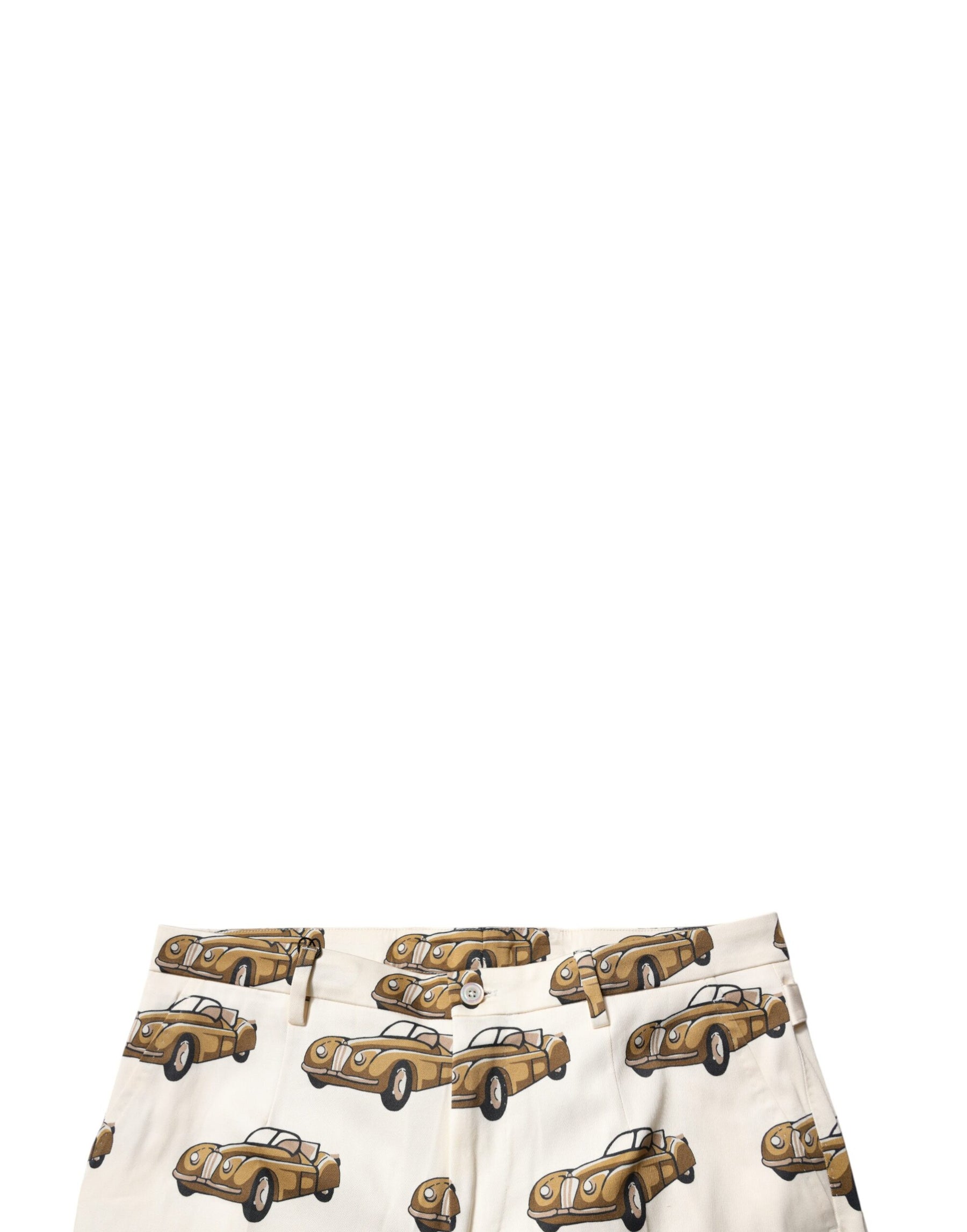 Dolce & Gabbana Off White Cars Cotton Skinny Men Denim Jeans | Regal Royce