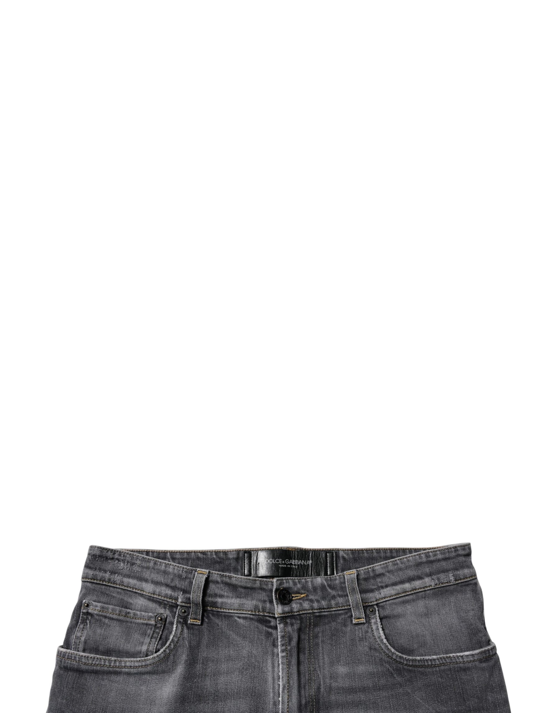 Dolce & Gabbana Dark Gray Washed Cotton Skinny Men Denim Jeans | Regal Royce