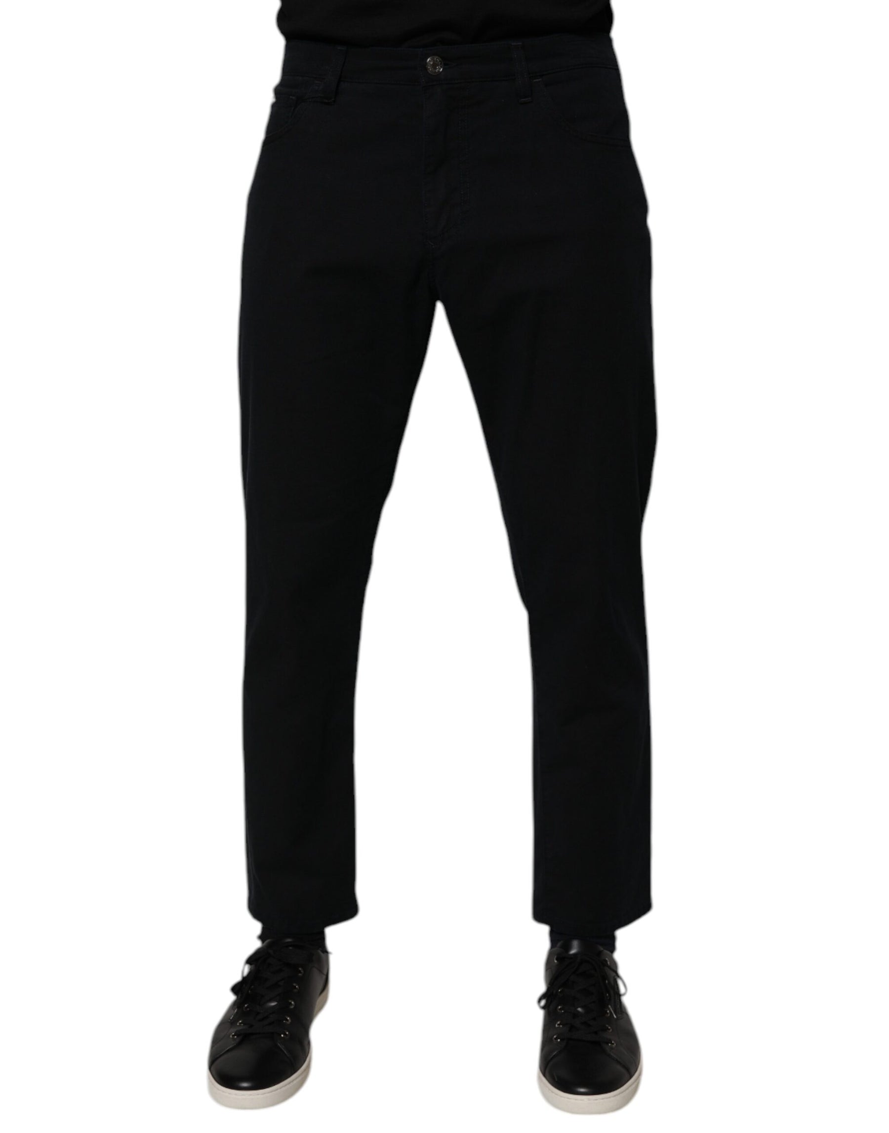 Dolce & Gabbana Dark Blue Cotton Stretch Loose Men Denim Jeans | Regal Royce