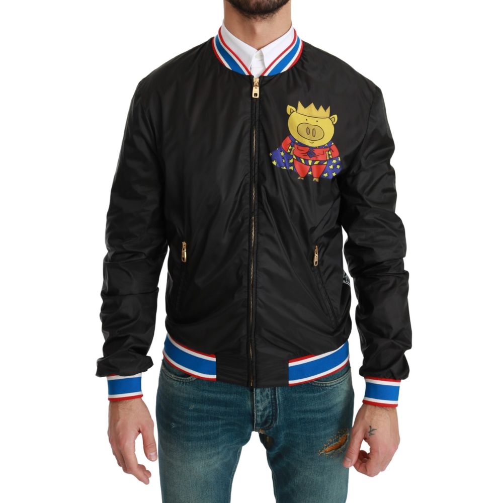 Dolce & Gabbana Black Polyester Bomber | Regal Royce