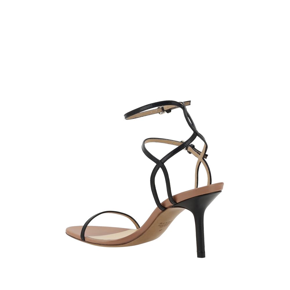 Francesco Russo Black Calf Leather Bos Taurus Stiletto Heel Sandals | Regal Royce