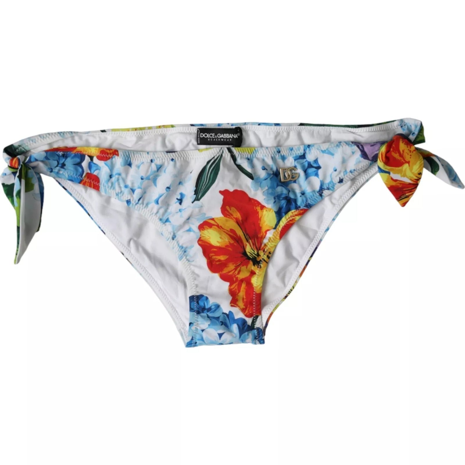 Dolce & Gabbana White Floral Print Swimsuit Bikini Bottom Swimwear | Regal Royce