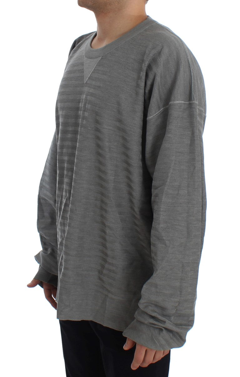 Dolce & Gabbana Gray Crewneck Pullover Silk Sweater | Regal Royce