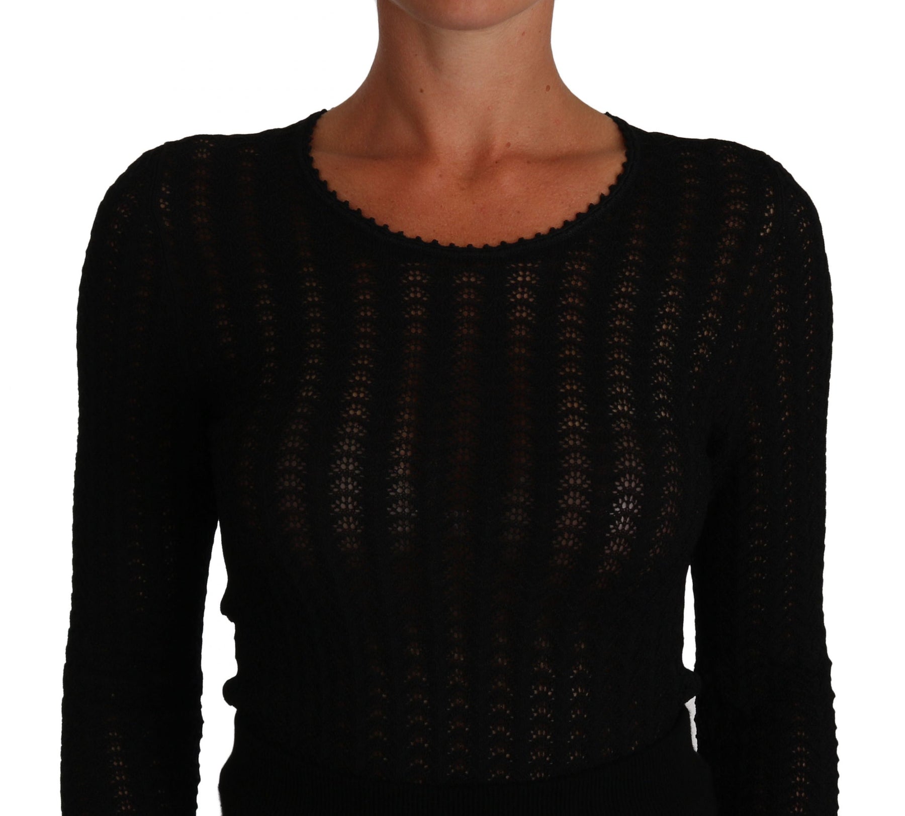 Dolce & Gabbana Black Knitted Wool Sheath Long Sleeves Dress | Regal Royce