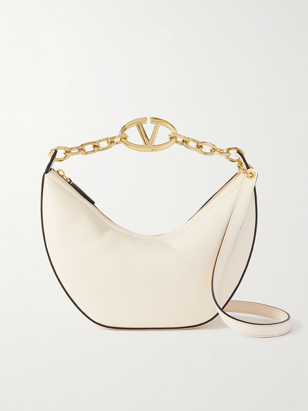 Valentino Garavani Ivory Leather Small Hobo Vlogo Shoulder Bag | Regal Royce