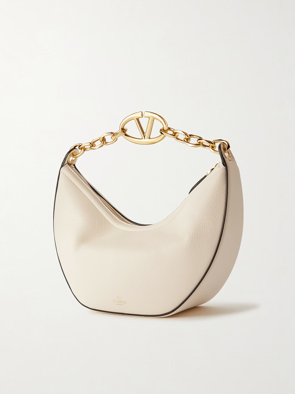 Valentino Garavani Ivory Leather Small Hobo Vlogo Shoulder Bag | Regal Royce