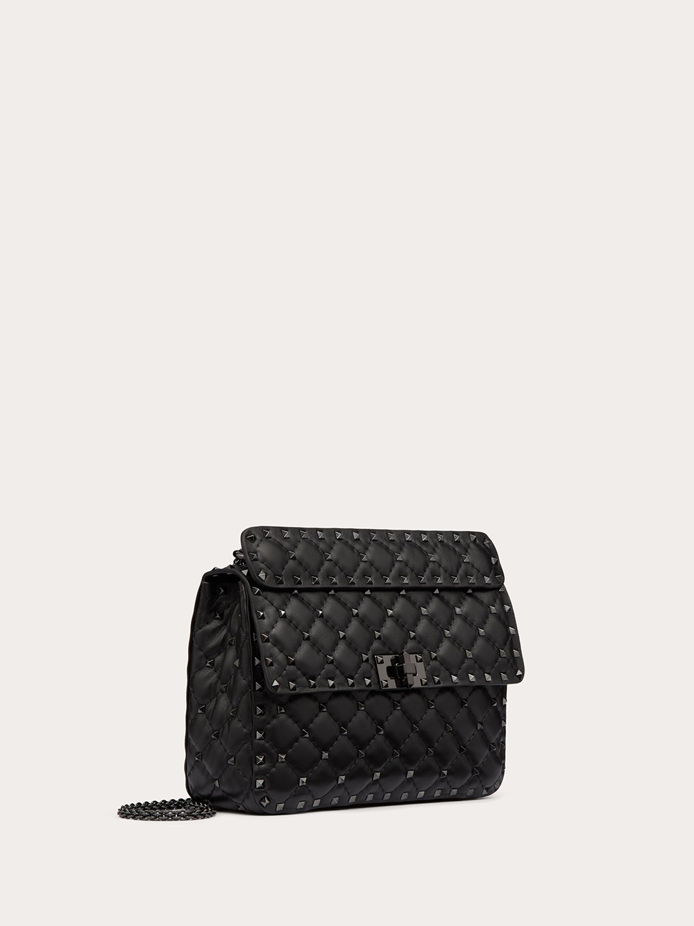 Valentino Garavani Black Nappa Leather Medium Rockstudt Spike Bag | Regal Royce