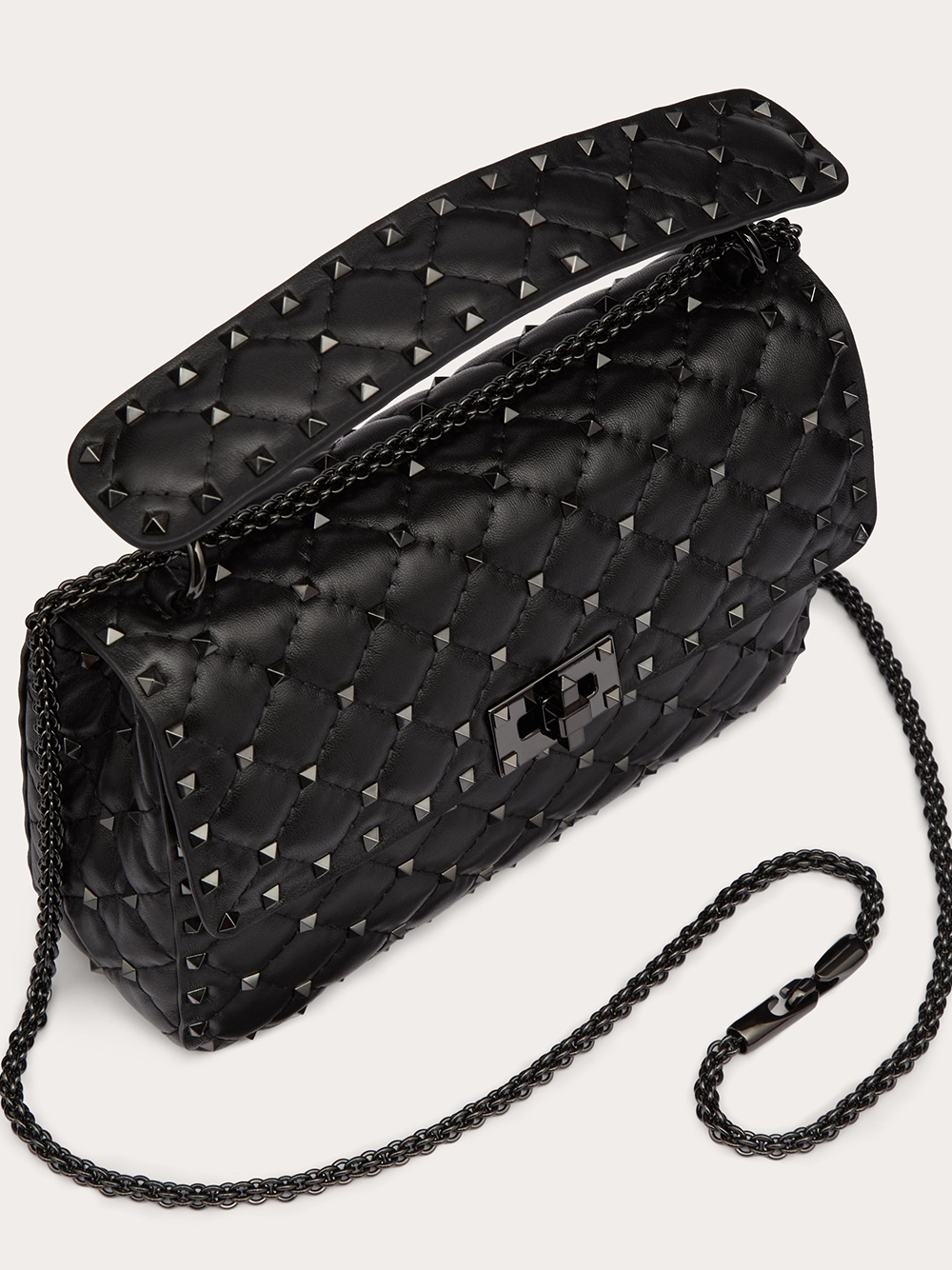 Valentino Garavani Black Nappa Leather Medium Rockstudt Spike Bag | Regal Royce