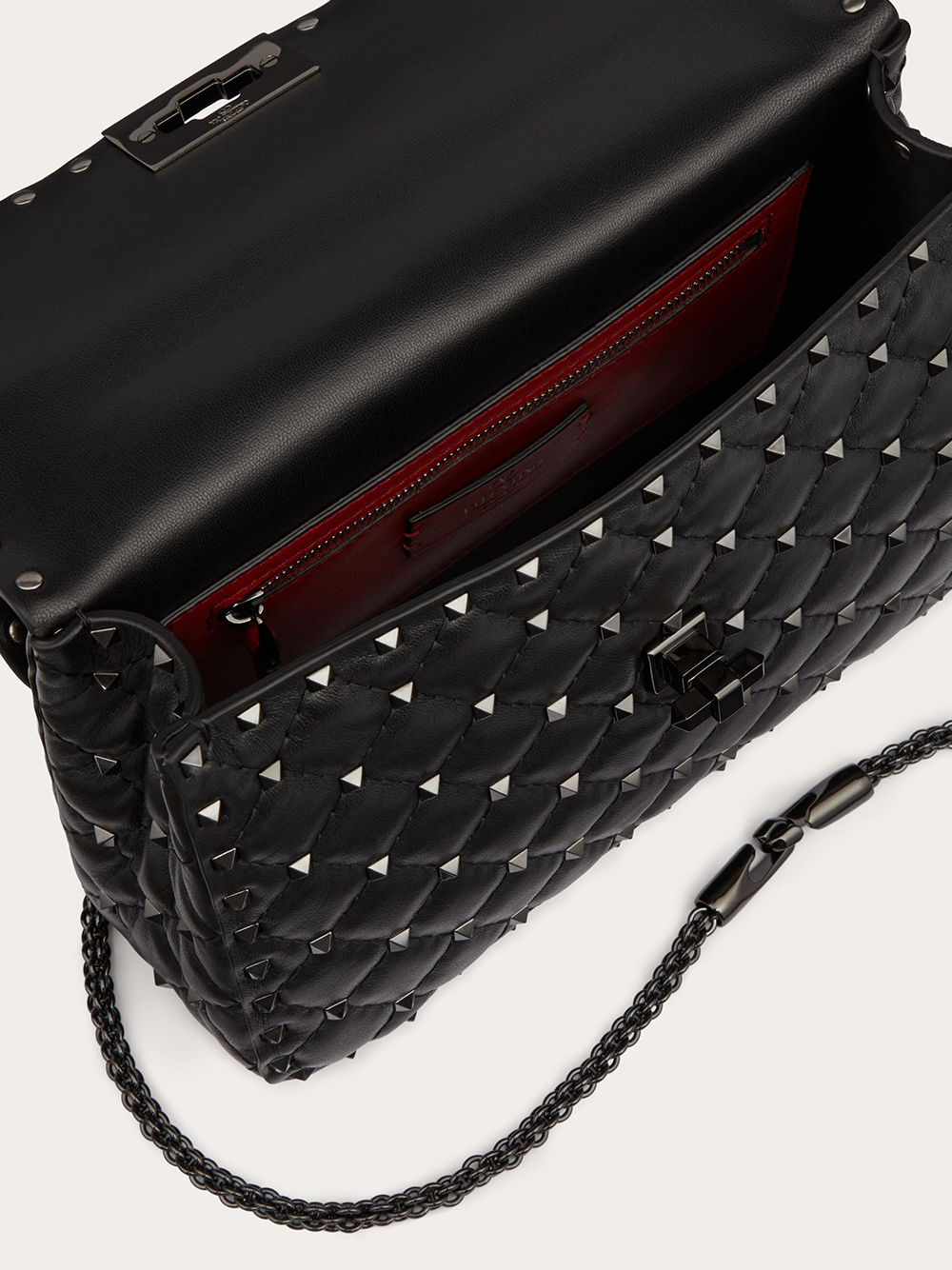 Valentino Garavani Black Nappa Leather Medium Rockstudt Spike Bag | Regal Royce