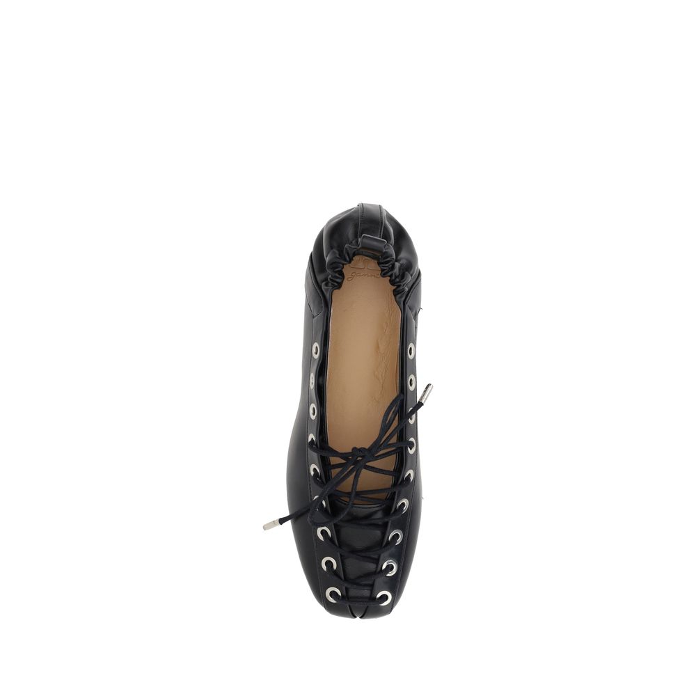 Ganni Black Polyester Ballet Flats | Regal Royce