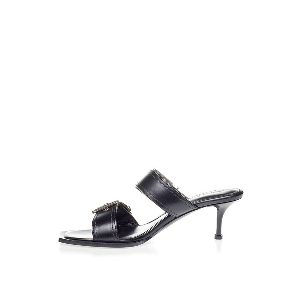 Alexander McQueen Black Leather Stiletto Heel Sandals | Regal Royce