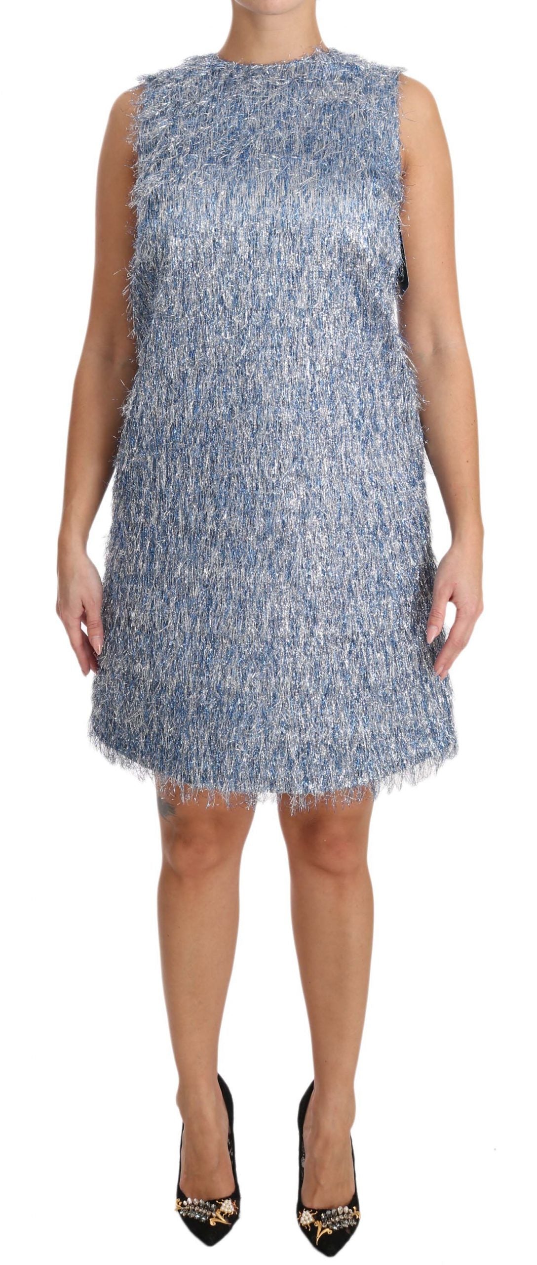 Dolce & Gabbana Light Blue Fringe Shift Gown Dress | Regal Royce