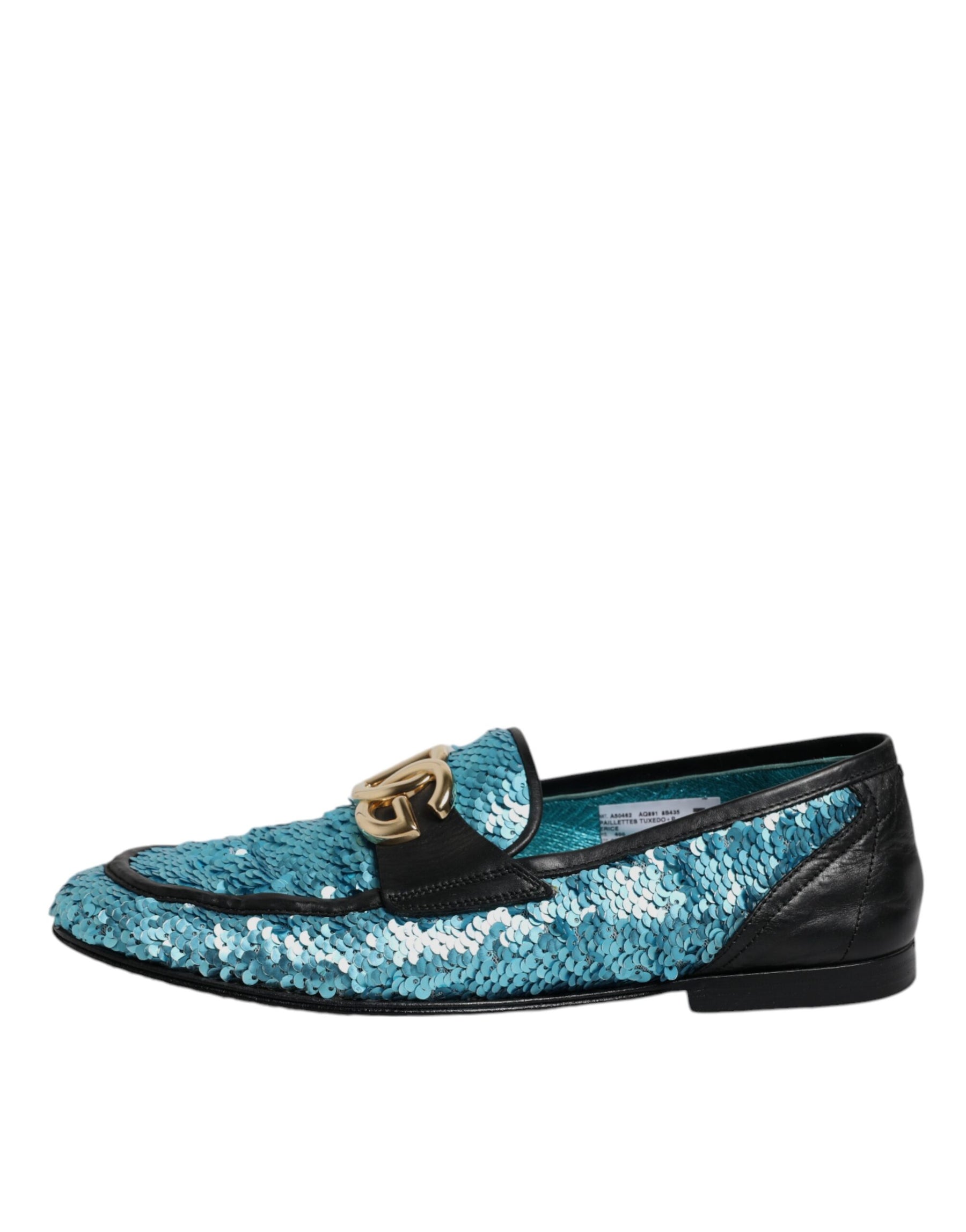 Dolce & Gabbana Blue Sequined Loafers Formal Dress Shoes | Regal Royce