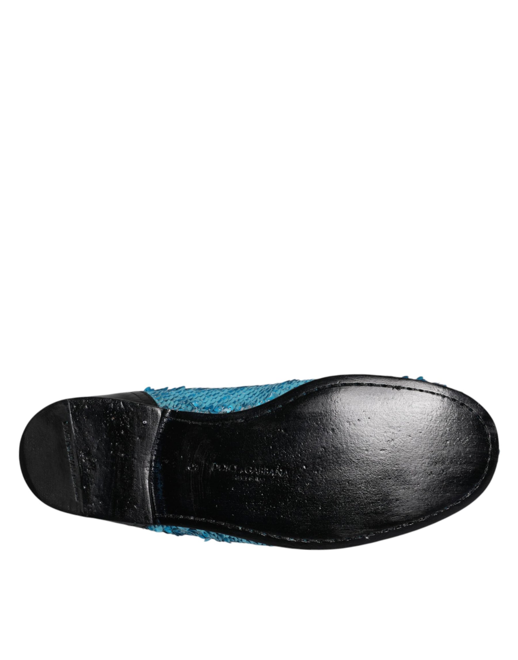 Dolce & Gabbana Blue Sequined Loafers Formal Dress Shoes | Regal Royce