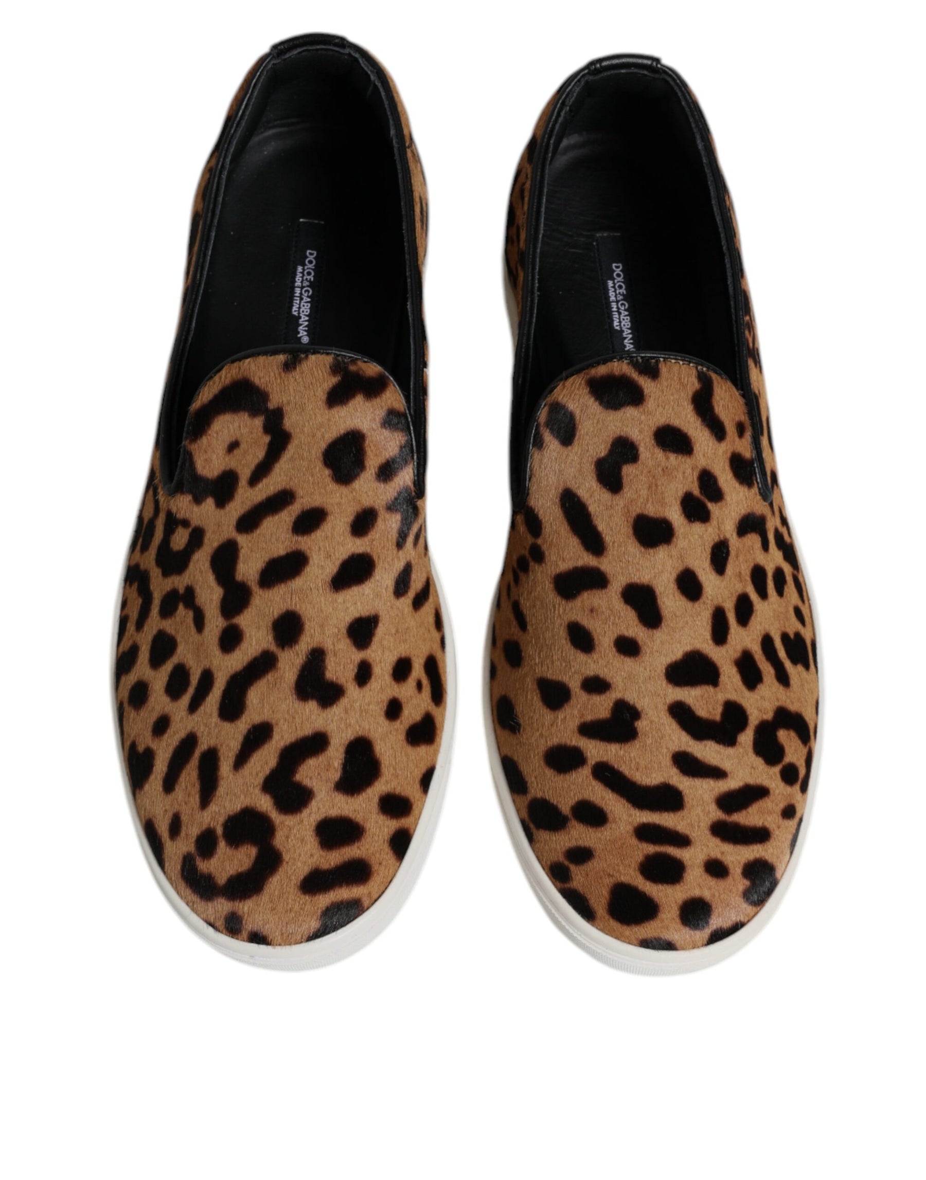 Dolce & Gabbana Brown Calfskin Fur Leopard Sneakers Shoes | Regal Royce