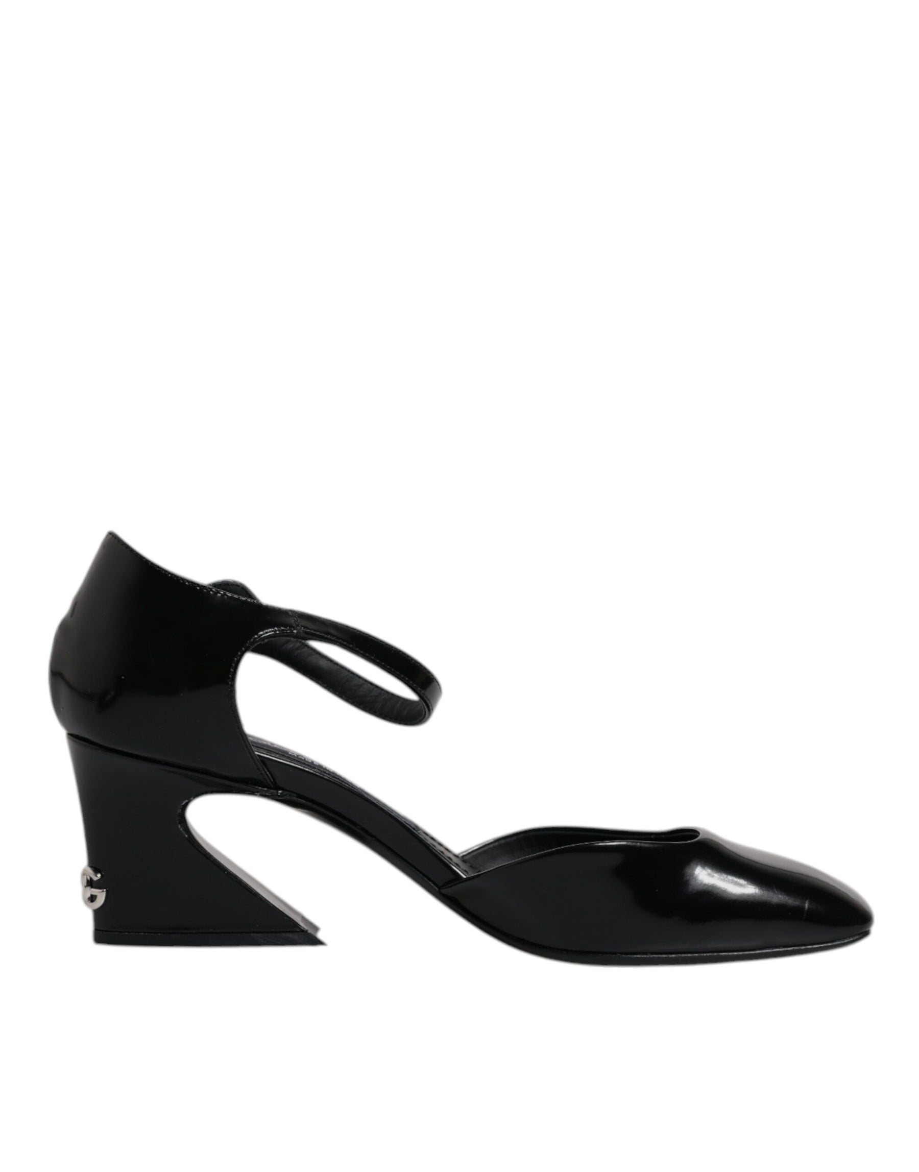 Dolce & Gabbana Black Leather Jackie Ankle Strap Sandals Shoes | Regal Royce