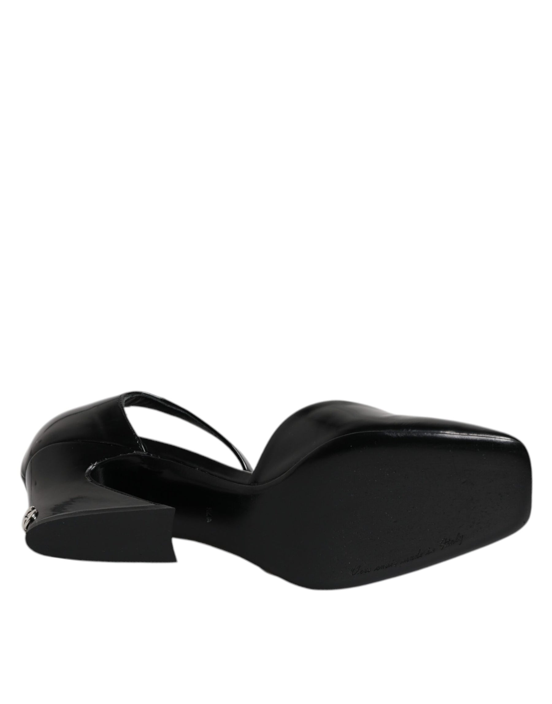 Dolce & Gabbana Black Leather Jackie Ankle Strap Sandals Shoes | Regal Royce