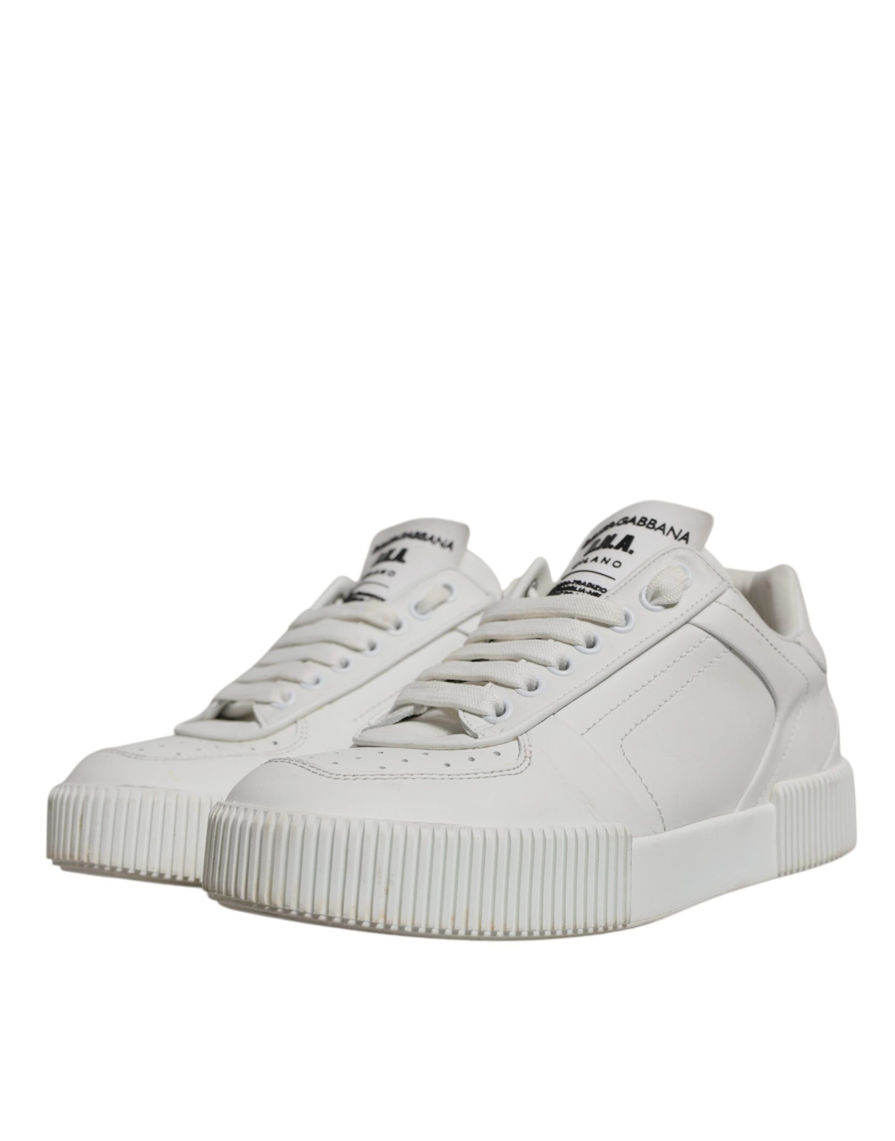 Dolce & Gabbana White Miami Leather Low Top Sneakers Shoes | Regal Royce
