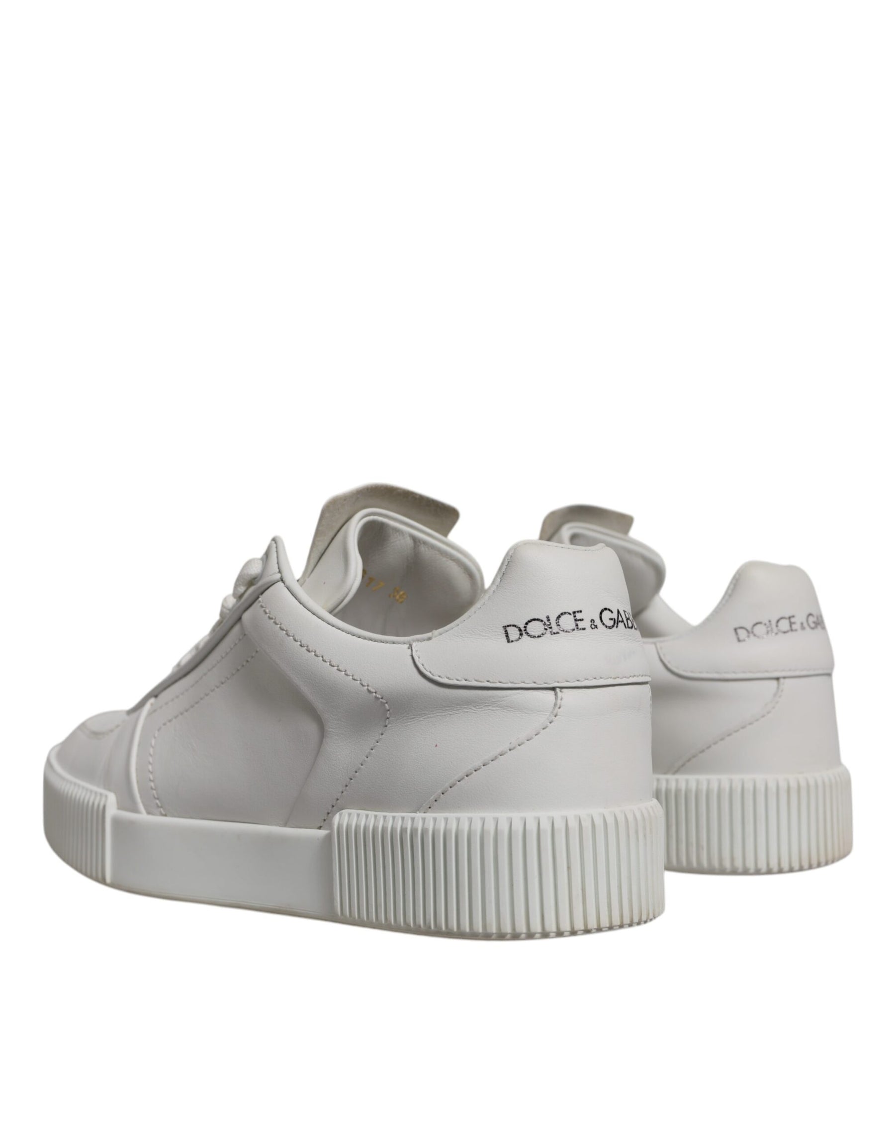 Dolce & Gabbana White Miami Leather Low Top Sneakers Shoes | Regal Royce