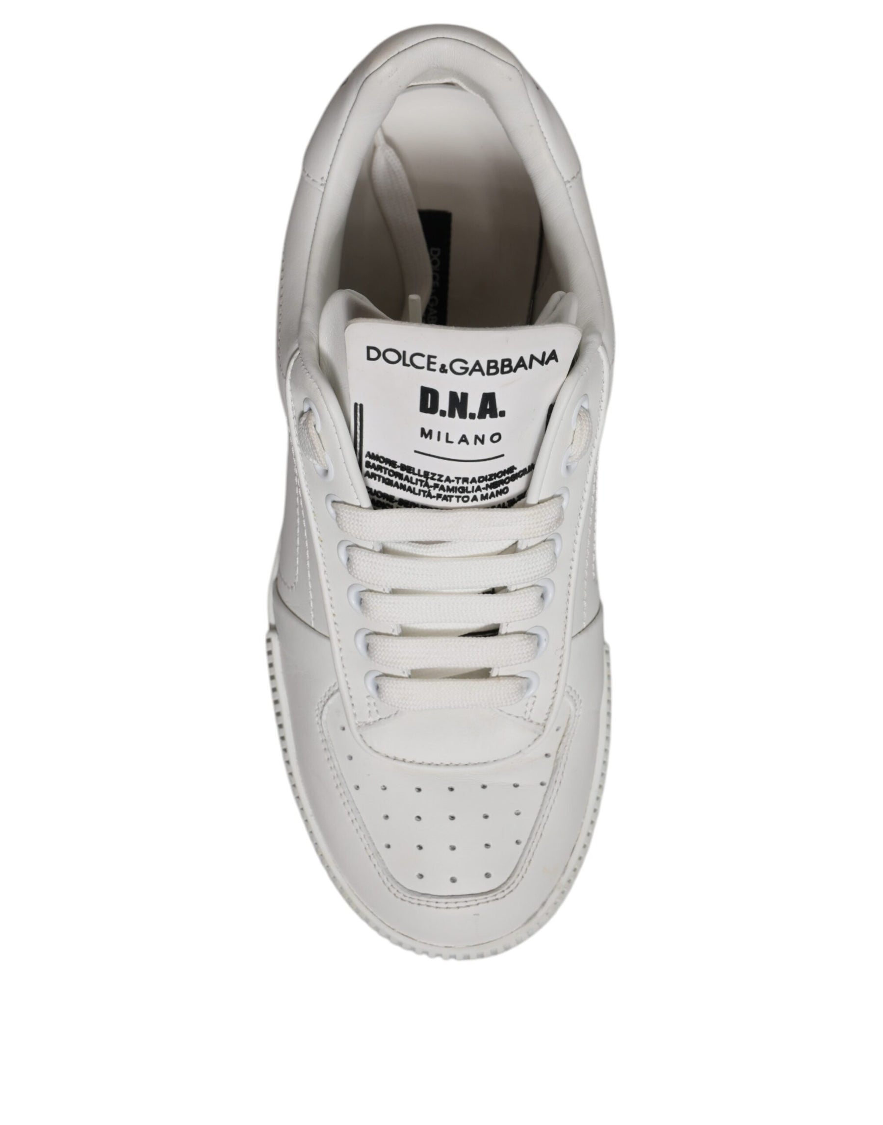 Dolce & Gabbana White Miami Leather Low Top Sneakers Shoes | Regal Royce