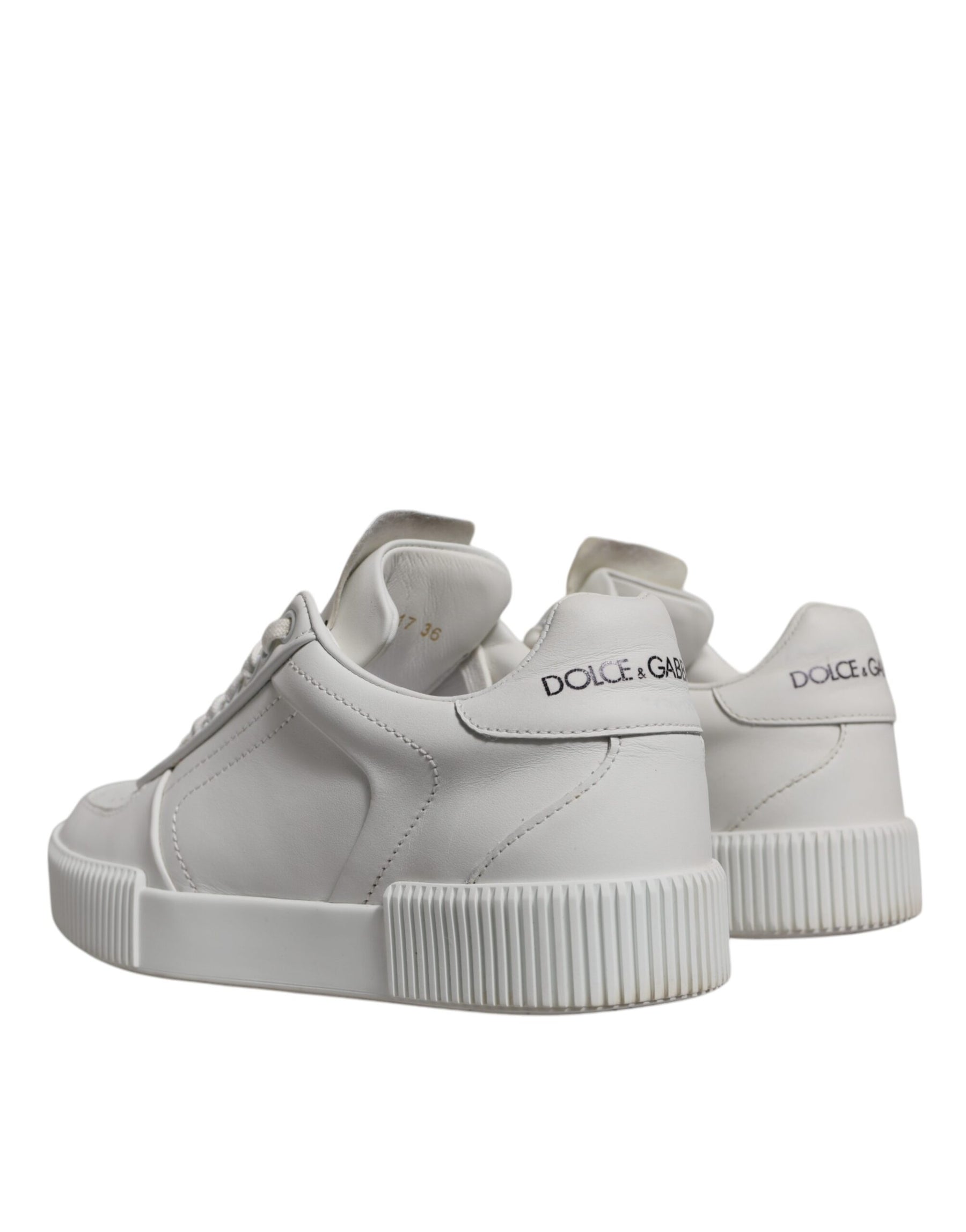 Dolce & Gabbana White Miami Leather Low Top Sneakers Shoes | Regal Royce