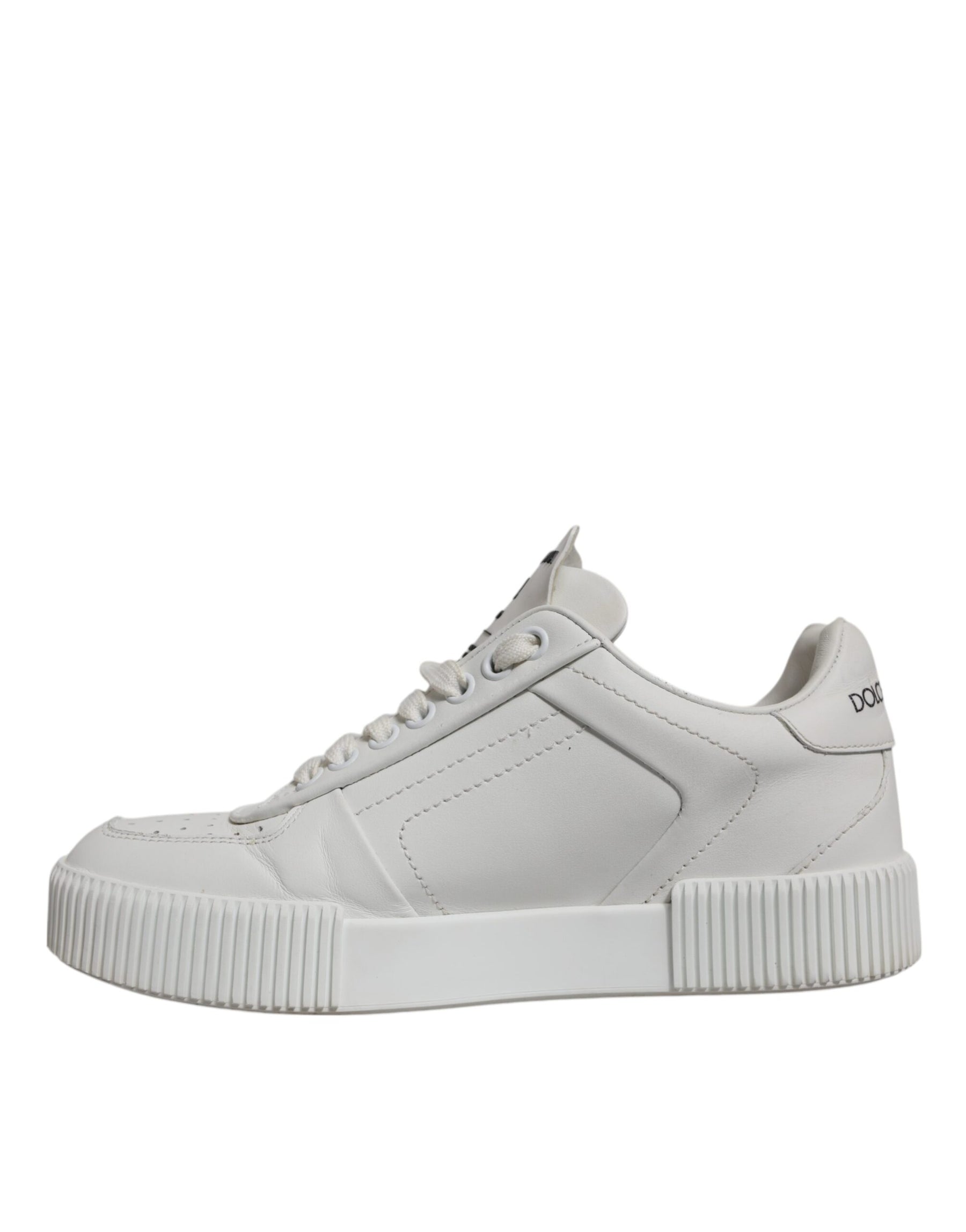 Dolce & Gabbana White Miami Leather Low Top Sneakers Shoes | Regal Royce