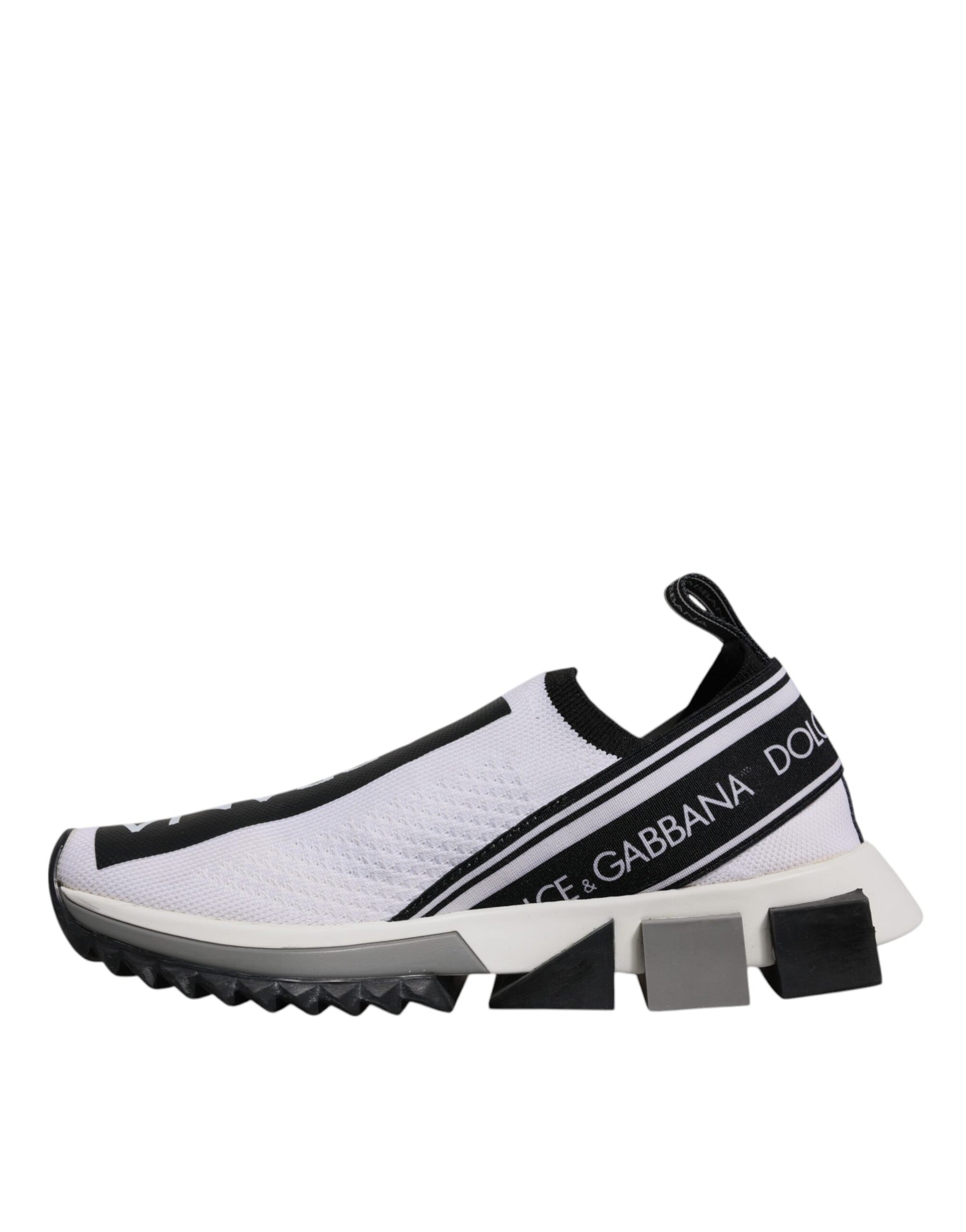 Dolce & Gabbana White Black Slip On Sorrento Sneakers Shoes | Regal Royce